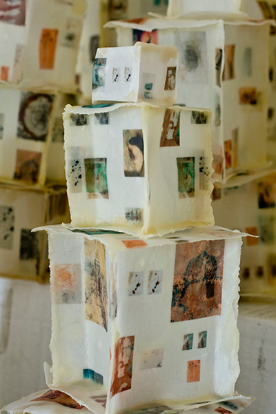 Babel, (detail), archival pigment prints, wax