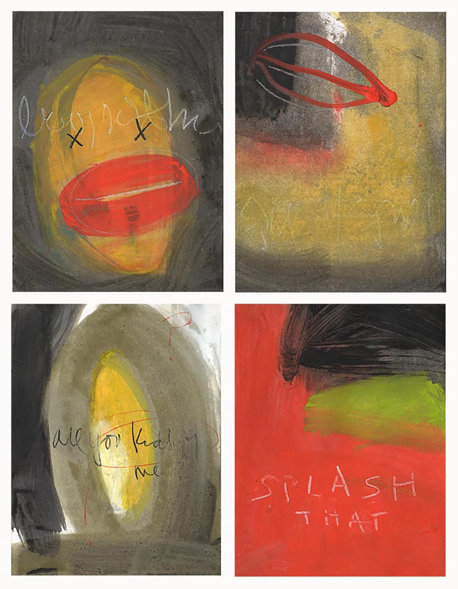 My Monkey, Dead Monkey 4- 5"x7" Encaustic, oil stick and pencil on paper