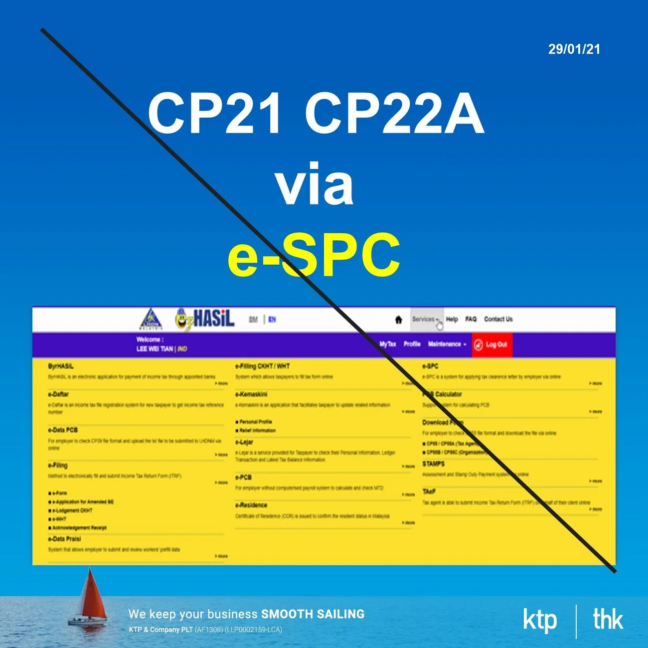 Latest update :  How to submit CP21 + CP 22A online via IRB e-SPC