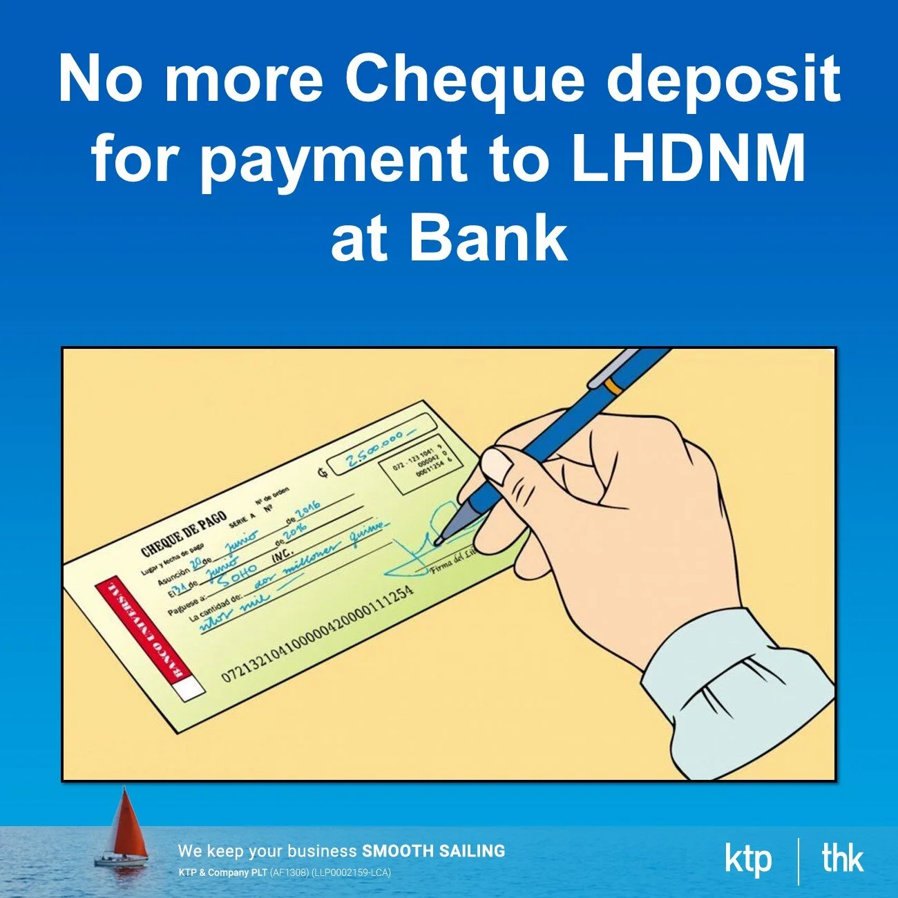 No more cheque deposit for tax payment to LHDNM at Bank
