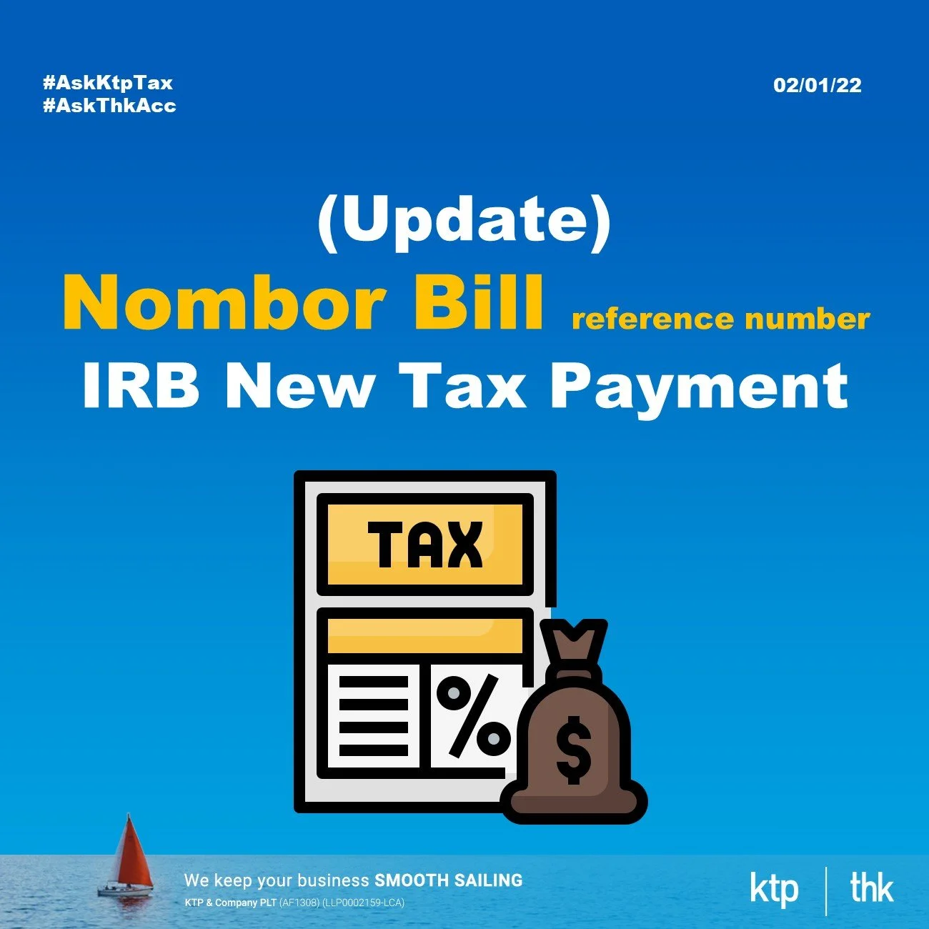 Use of reference number (nombor bill) for IRB tax payment 