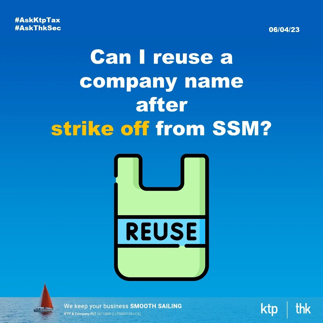 Can I reuse a company name after strike off from SSM?
