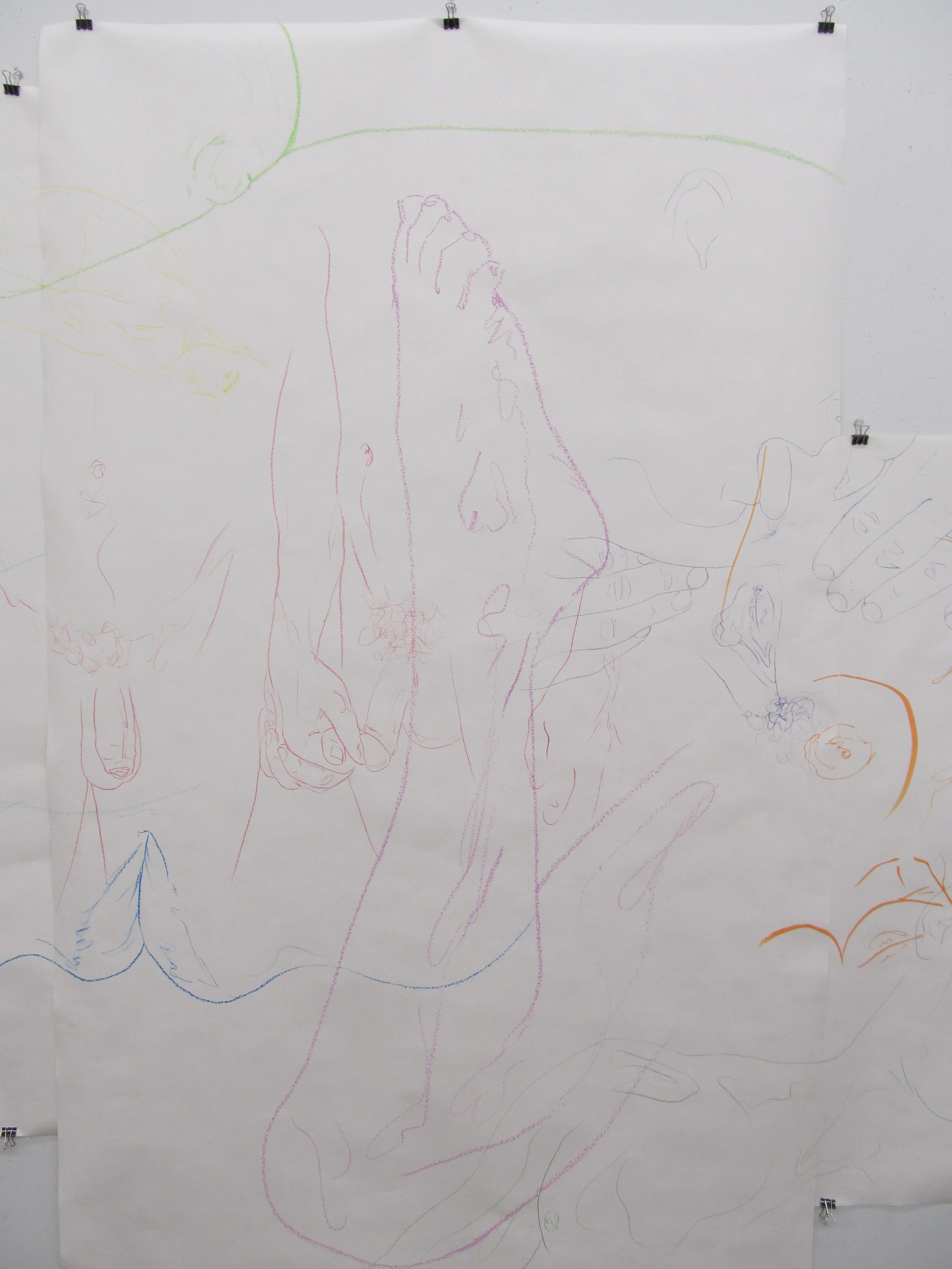 Cass Kruger, Gathering (detail 2), 2015, Pastel, Colored Pencil, Marker, 9'x20'.JPG