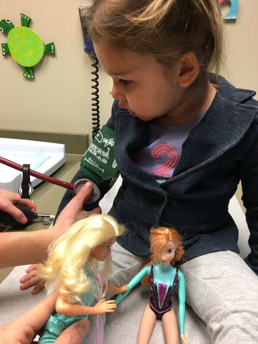 3 year well checkup with Nurse Barbie in tow
