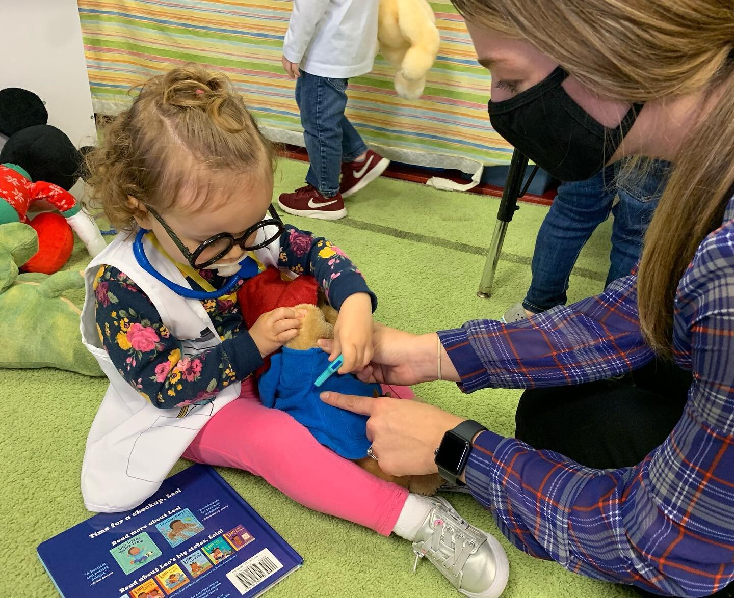 Scenes from today&rsquo;s Teddy Bear Checkup Clinic! 🧸💜🩺

#adoseofplay #toddlers #learningthroughplay #toddlersbelike but wait what&rsquo;s that car and castle over there 😂 #pretenddoctorplay #teddybearclinic #wilmingtonisland #childlifespecialis
