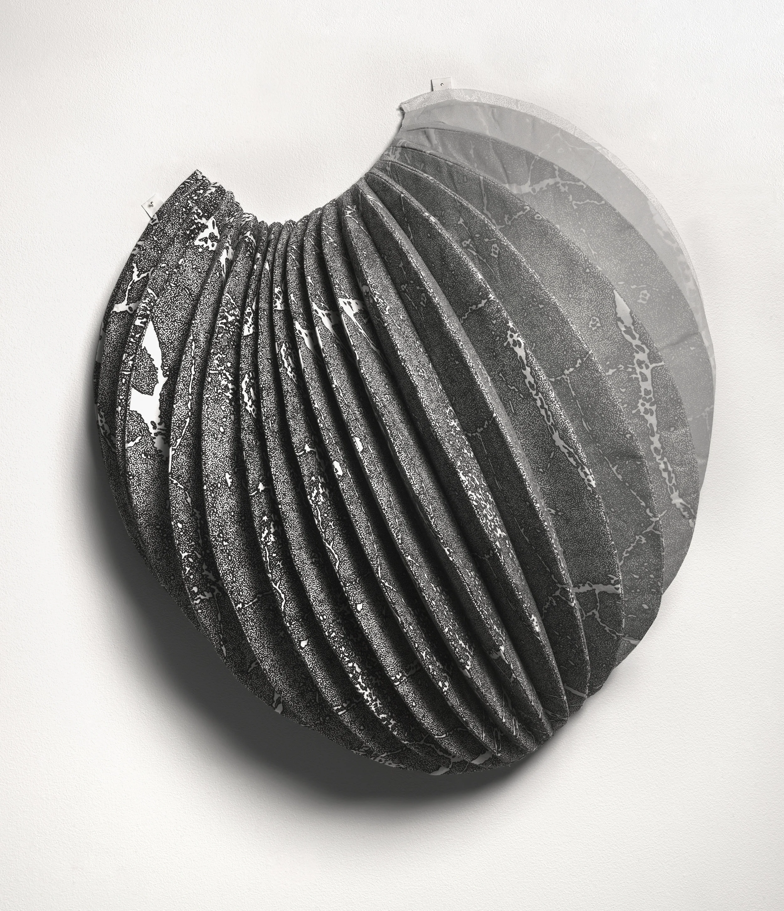 Jemima Parker, undefined object , (hand-printed cotton, sewing thread), from Transitions, solo exhibition at Belconnen Arts Centre, 2014. Photo by Brenton McGeachie.