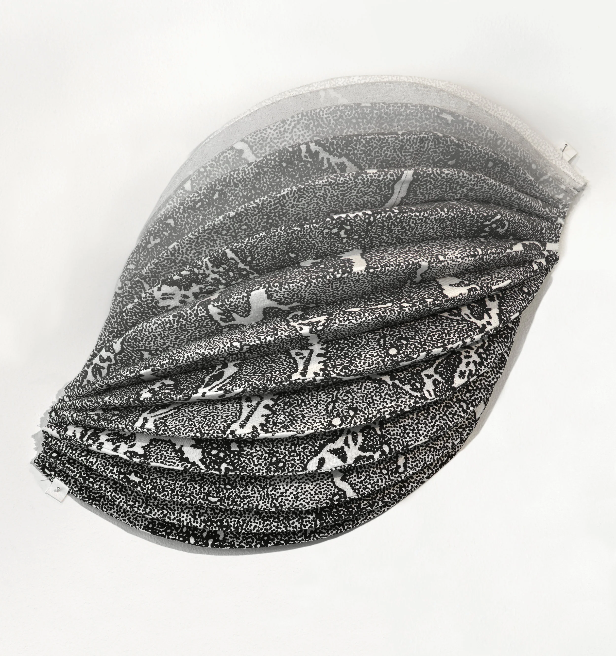 Jemima Parker, undefined object , (hand-printed cotton, sewing thread), from Transitions, solo exhibition at Belconnen Arts Centre, 2014. Photo by Brenton McGeachie.
