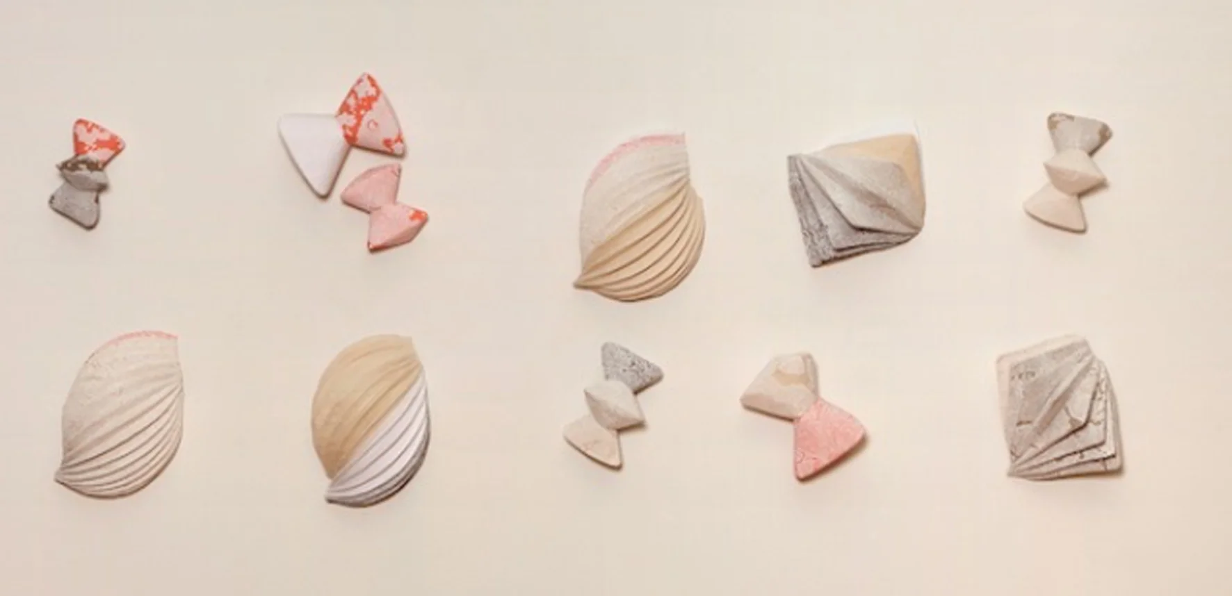 undefined objects, 2014, hand-printed linen & cotton, sewing thread, machine and hand sewn, dimensions variable, as installed in Group Exchange: 2nd Tamworth Textile Triennial.