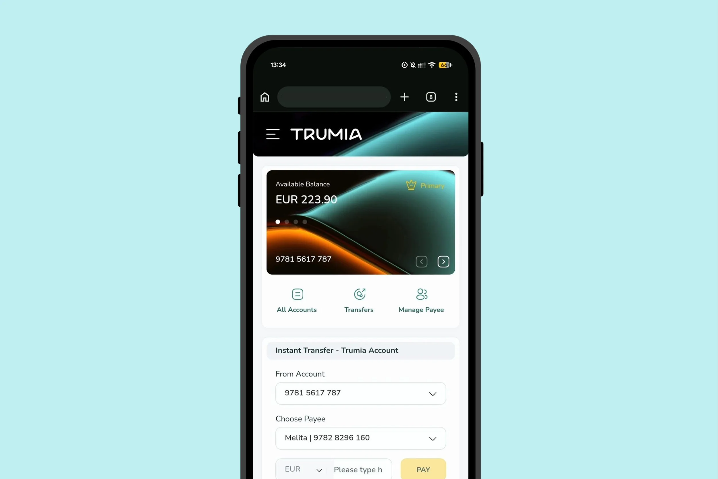   MY ROLE ON THE PROJECT   Directed the end to end user experience strategy and successful launch of a complex multi-tiered, multi-currency banking product called TRUMIA spanning personal (B2C), business (B2B), and back-office operations. 