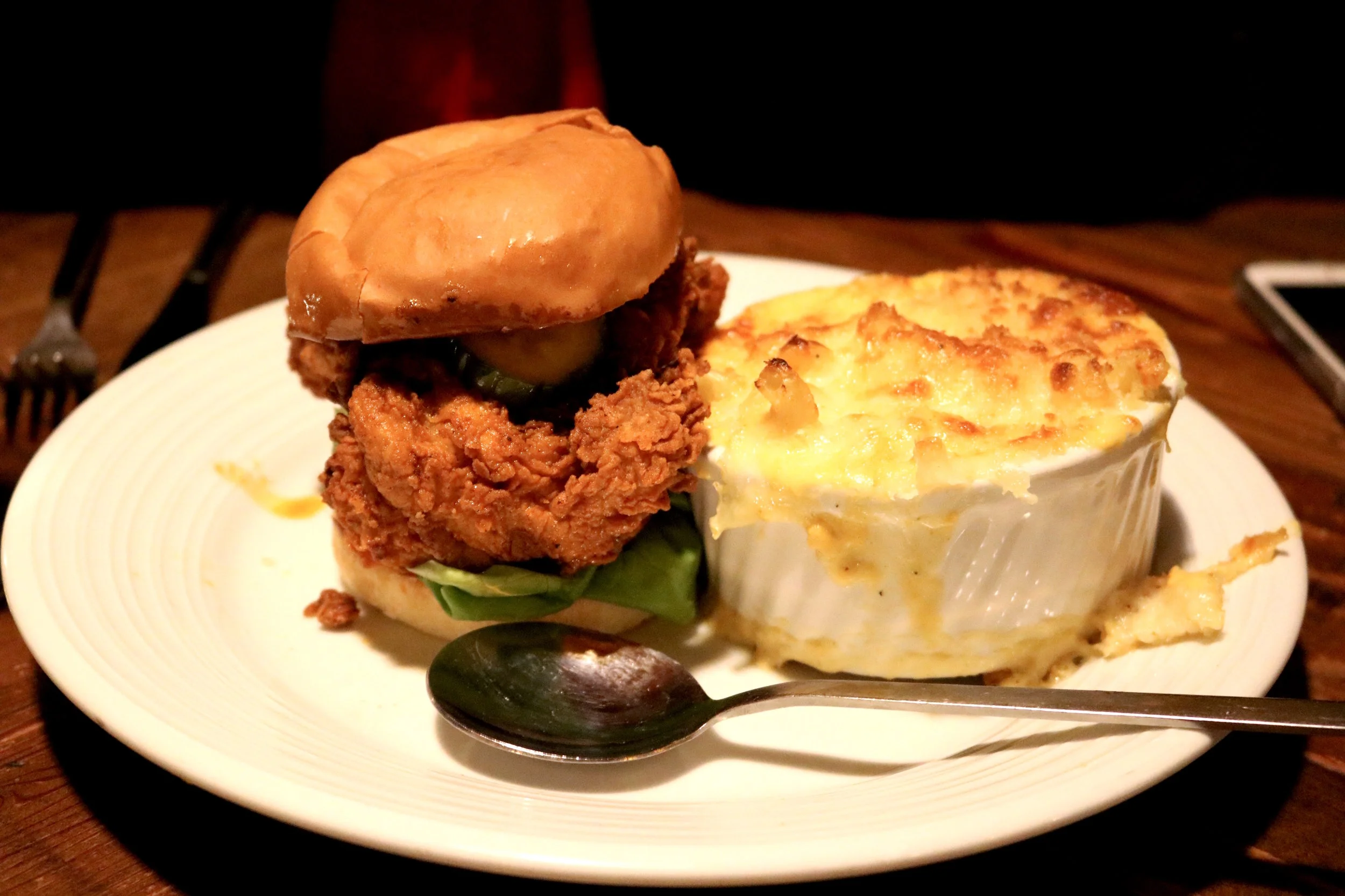 The Tennessee Hot Fried Chicken Sandwich at Revival in Minneapolis, MN - with Mac & Cheese of course.