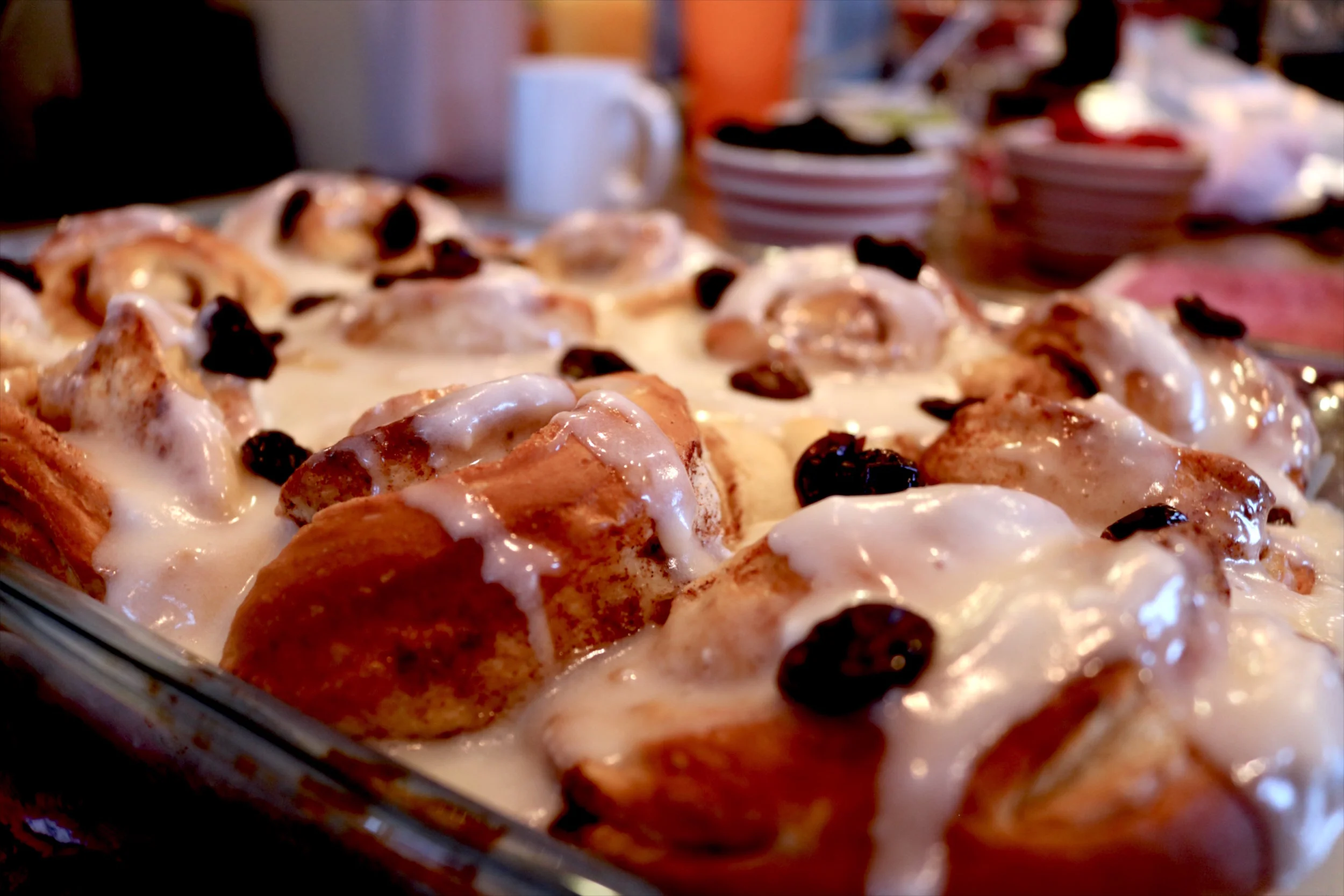 Mom's homemade tart cherry cinnamon rolls.