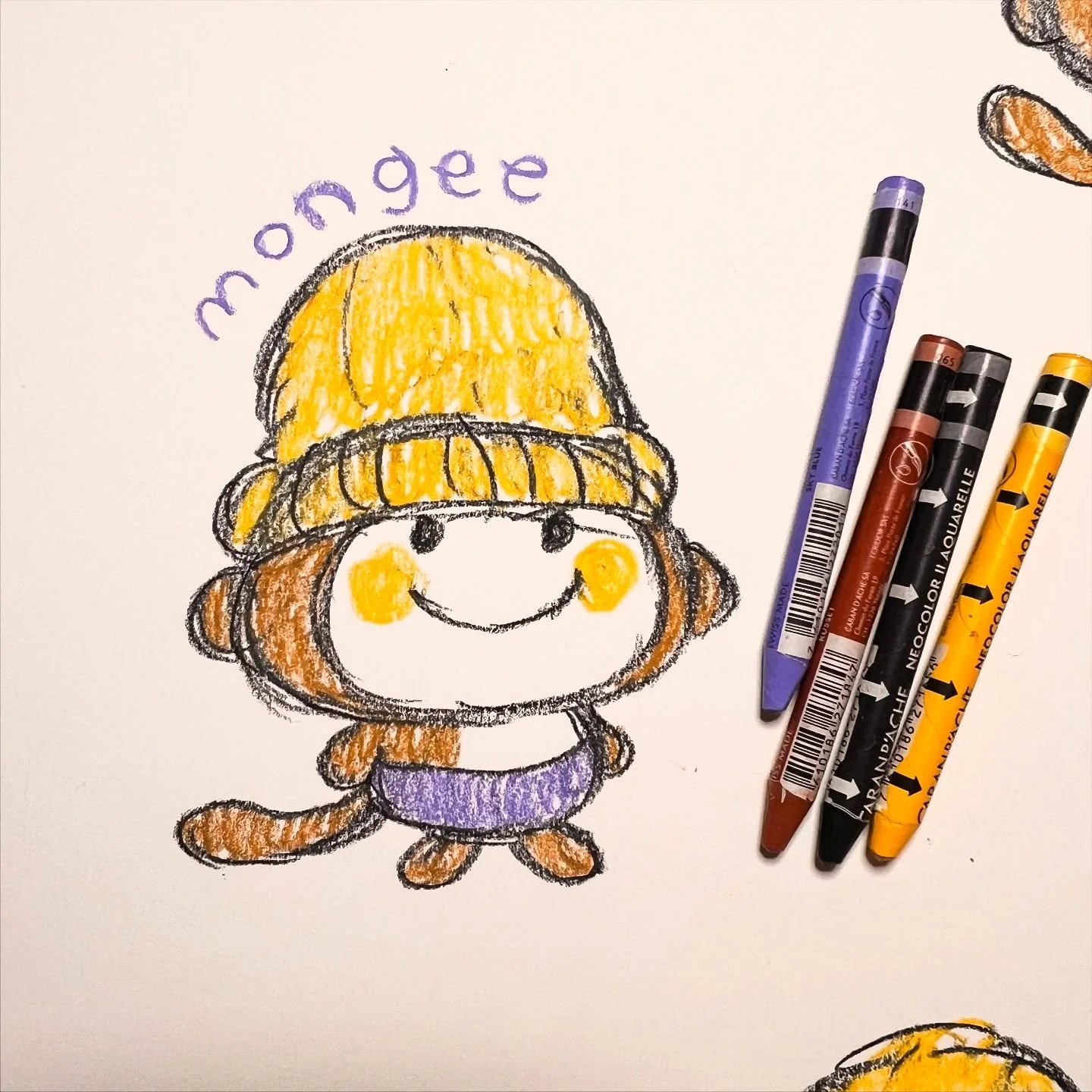 there's a new fella in town &amp; their name is mongee 🍌

using @carandache crayons
--
🏷️ 
#crayonart #illustration #sketchbook #drawings #monkey #originalcharacterdesign