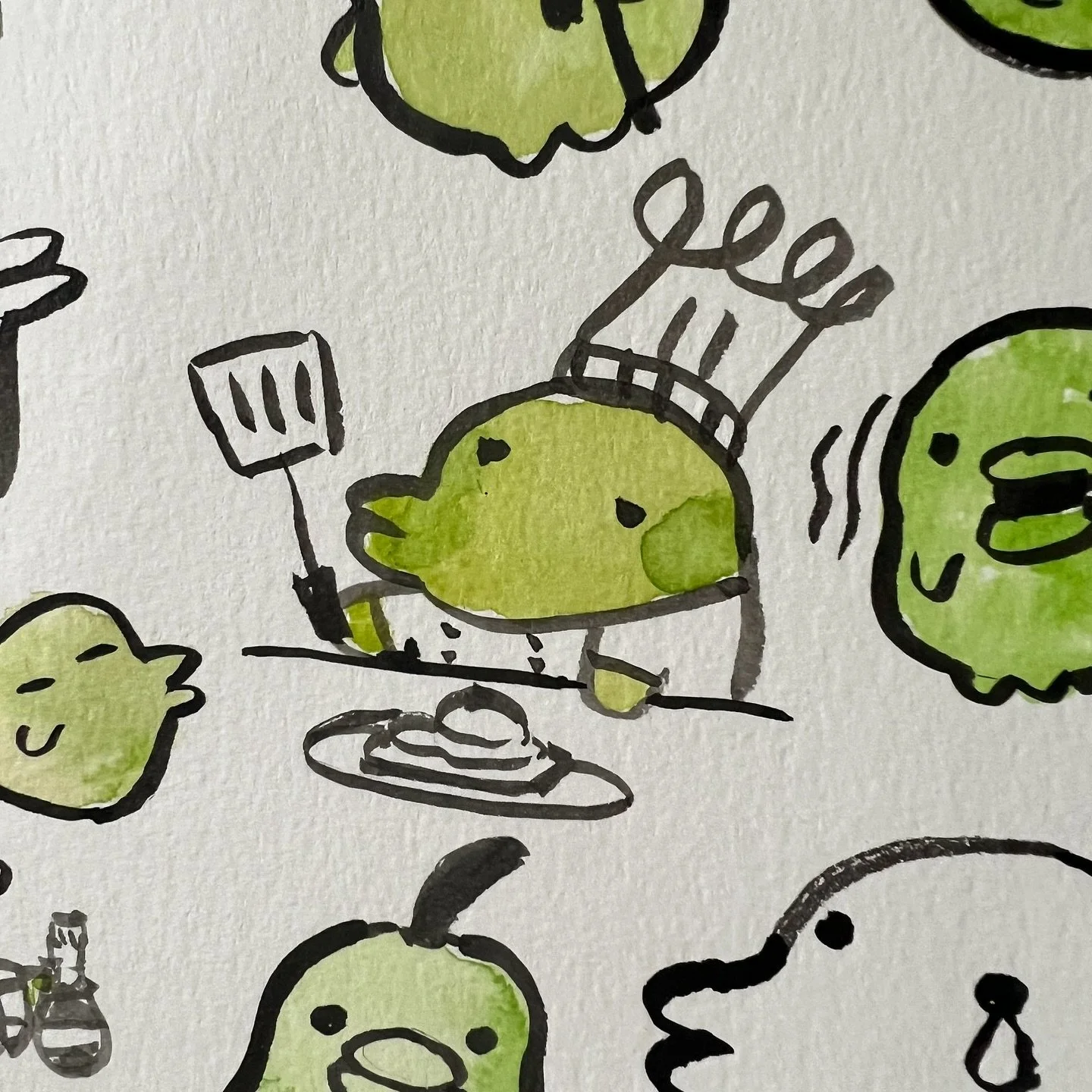 some tamagotchi drawings in the old ms paint style + a watercolor kuchipatchi page 🍀

everyone knows i am a big tamagotchi collector &amp; kuchipatchi is my favoritest fella hehe (peek my giant tamadeka btw)
--
🏷️ 
#tamagotchi #illustration #tamago