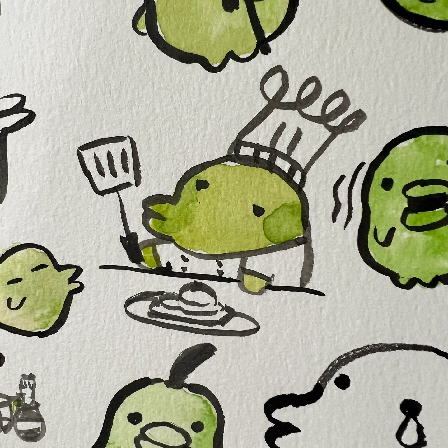 some tamagotchi drawings in the old ms paint style + a watercolor kuchipatchi page 🍀

everyone knows i am a big tamagotchi collector &amp; kuchipatchi is my favoritest fella hehe (peek my giant tamadeka btw)
--
🏷️ 
#tamagotchi #illustration #tamago