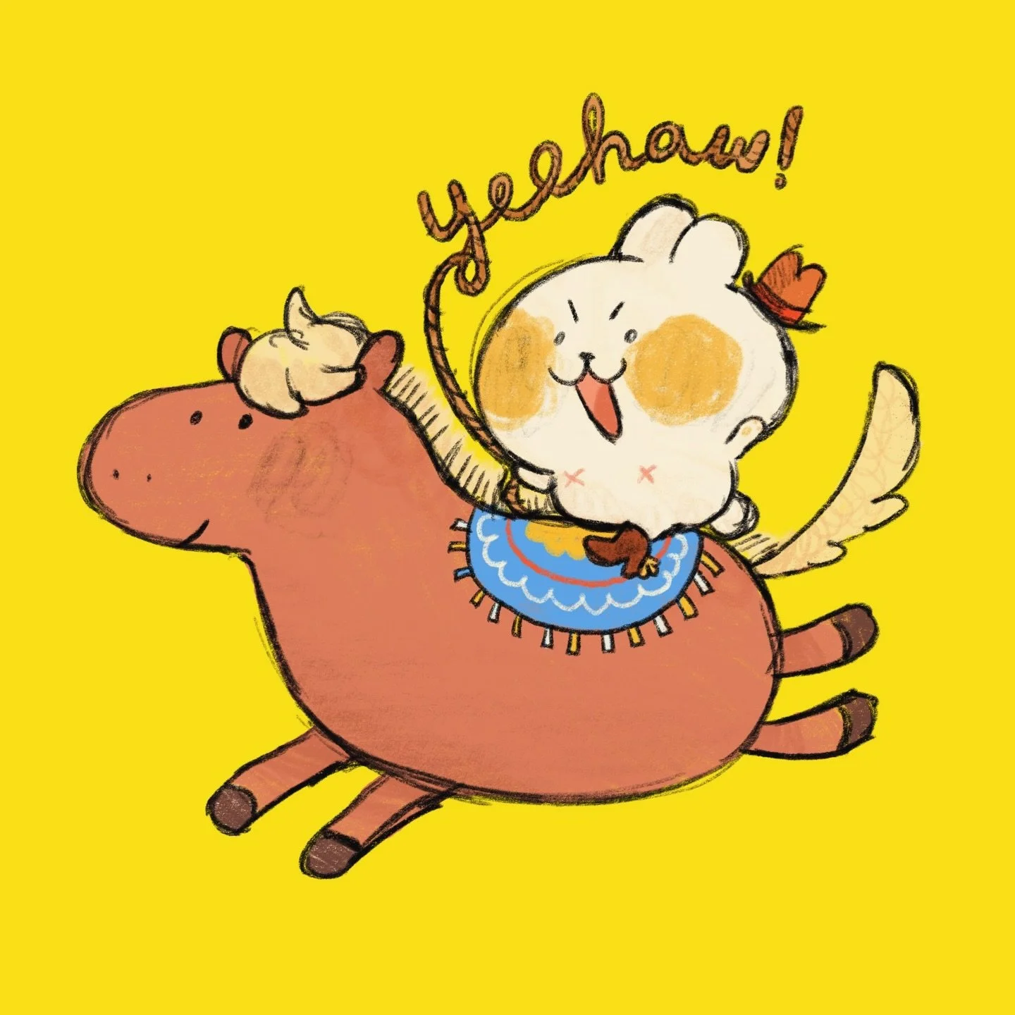 yeehaw!!! 🤠 
i drew this as a collectible vinyl sticker for my discord server movie night last week!!!

we all came together to celebrate the lunar new year by watching Spirit: Stallion of the Cimarron!! it was so much fun - I had not watched it in 