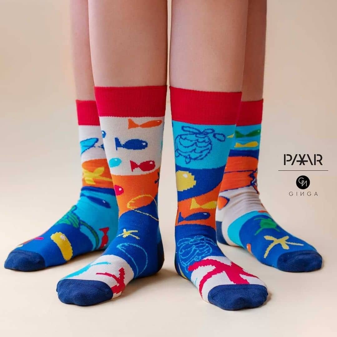 Official summer launching!  REPOST:Are you ready for Summer, Sea and fun? The new mismatch collection by PAAR X GINGA is here. Inspired by Sea Life these socks will bring you to a fun and colourful underwater world as soon as you wear them. Vacation 