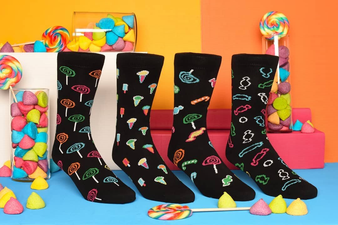 ❤🍬🍭The sweetest socks you can ever seen! 🍭🍬❤
.
Our amazing designers - Adrian 🙋&zwj;♂️, Christian 🙆&zwj;♂️, Patrick💁&zwj;♂️ and J&uuml;rg 🙆&zwj;♂️ - created together the drawing on these beautiful #socks.
They have #downsyndrome and this is j
