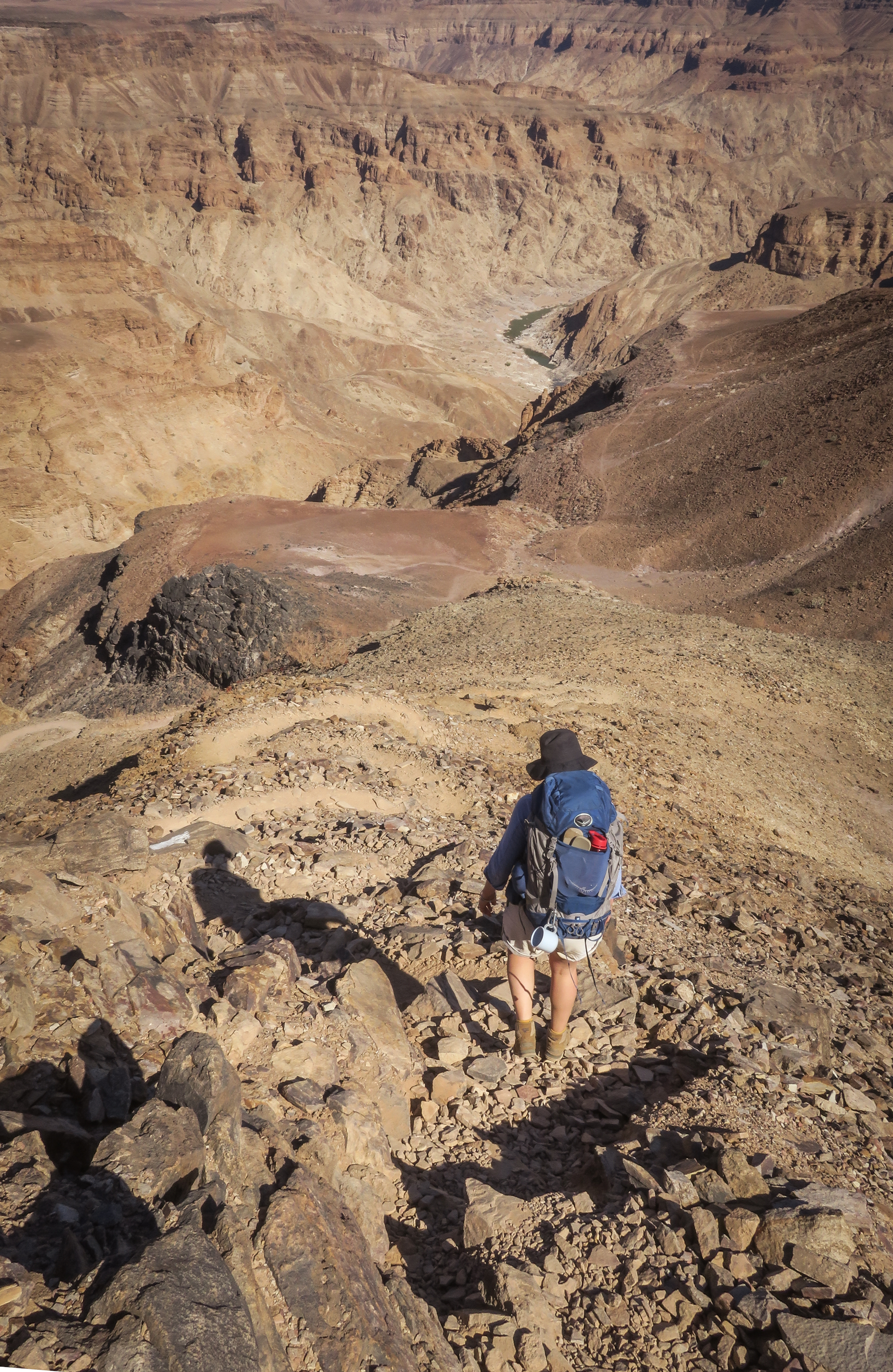The descent into the canyon is tough on the knees and the heavy packs mean you have to concentrate hard on the technical sections!