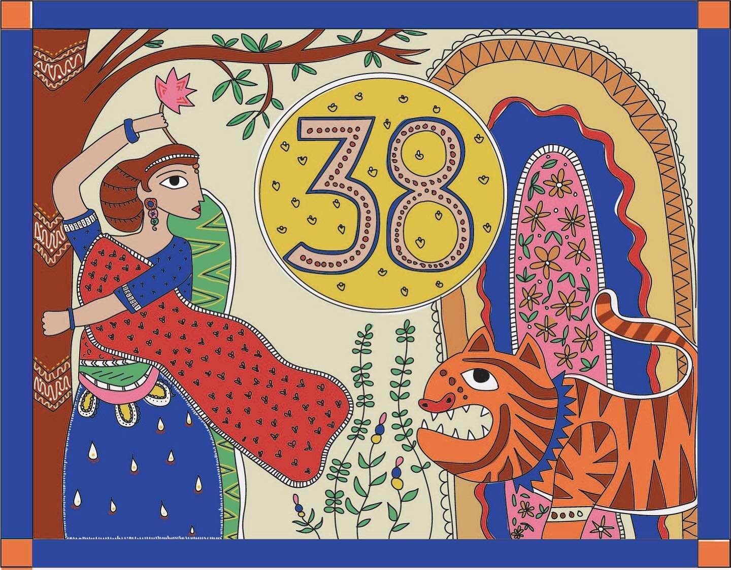 Artwork created in the style of Madhubani painting for the celebrations at Babur for the 38th Baburthday starting in July. @baburrestaurant