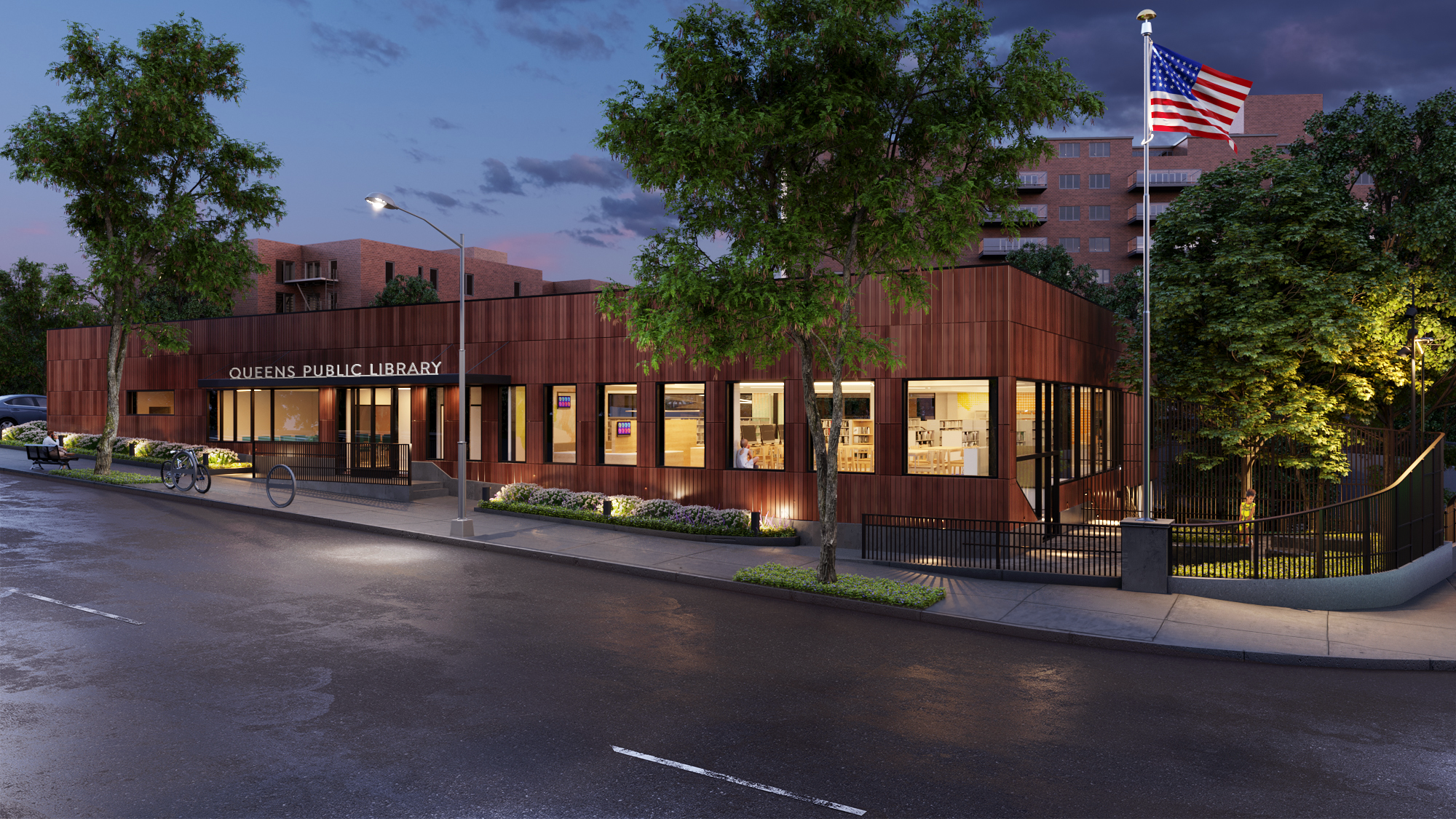 VERONA CARPENTER ARCHITECTS_BRIARWOOD LIBRARY_View 1_Evening.png