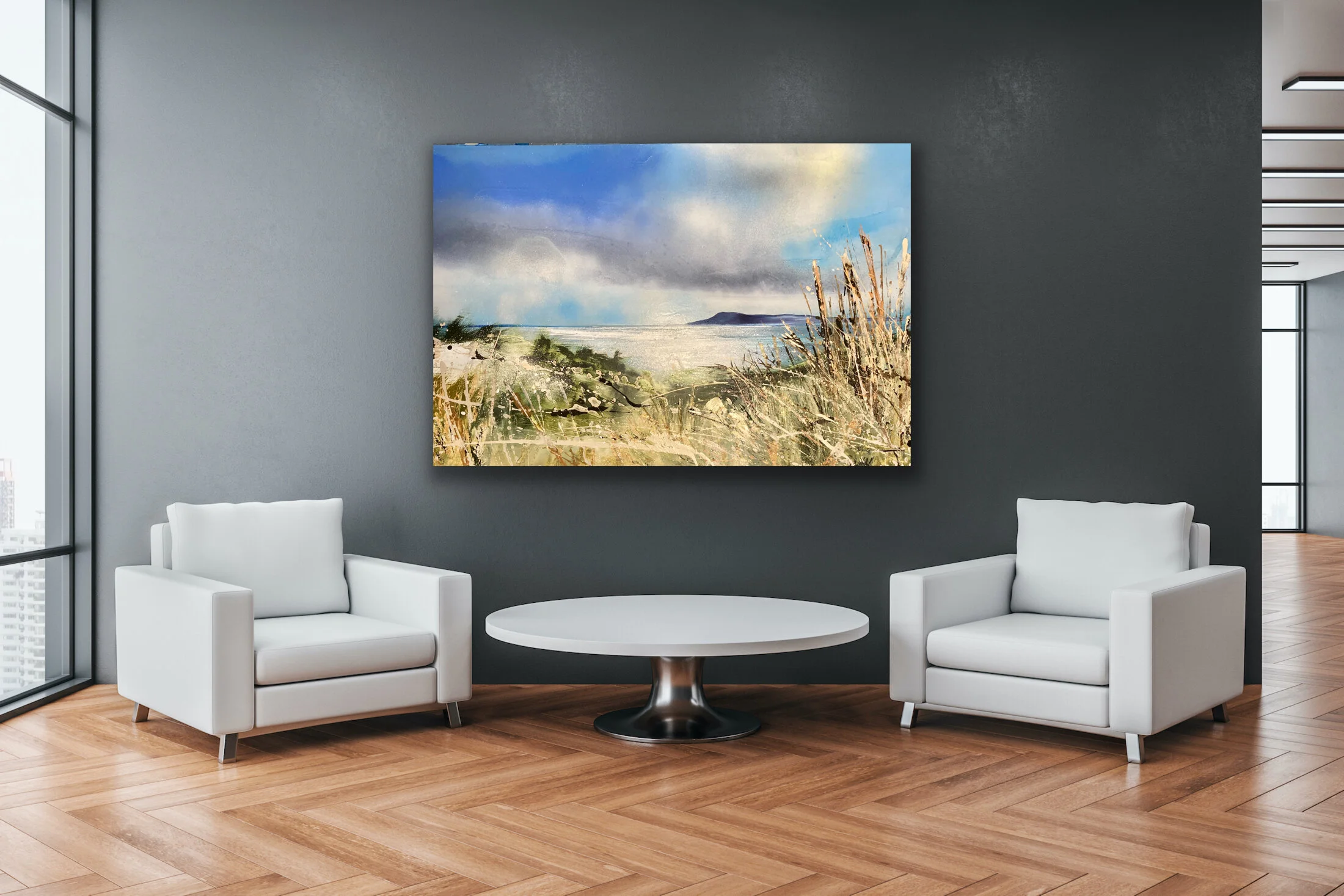 Sparkly sea in the dunes at esat Head looking at the isle of wight and Hayling .jpeg