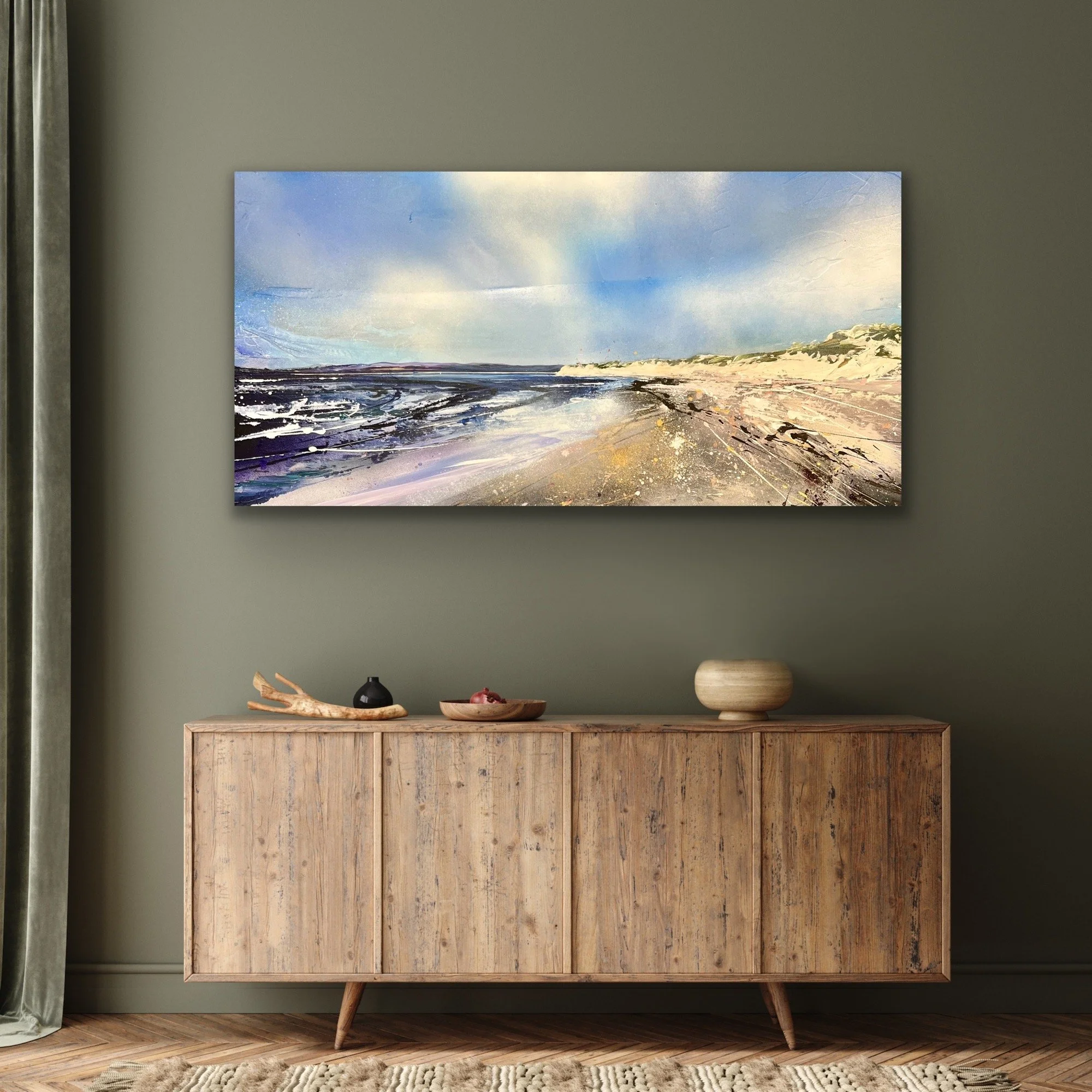 East head and the south downs, West Wittering 61x124cm.JPG