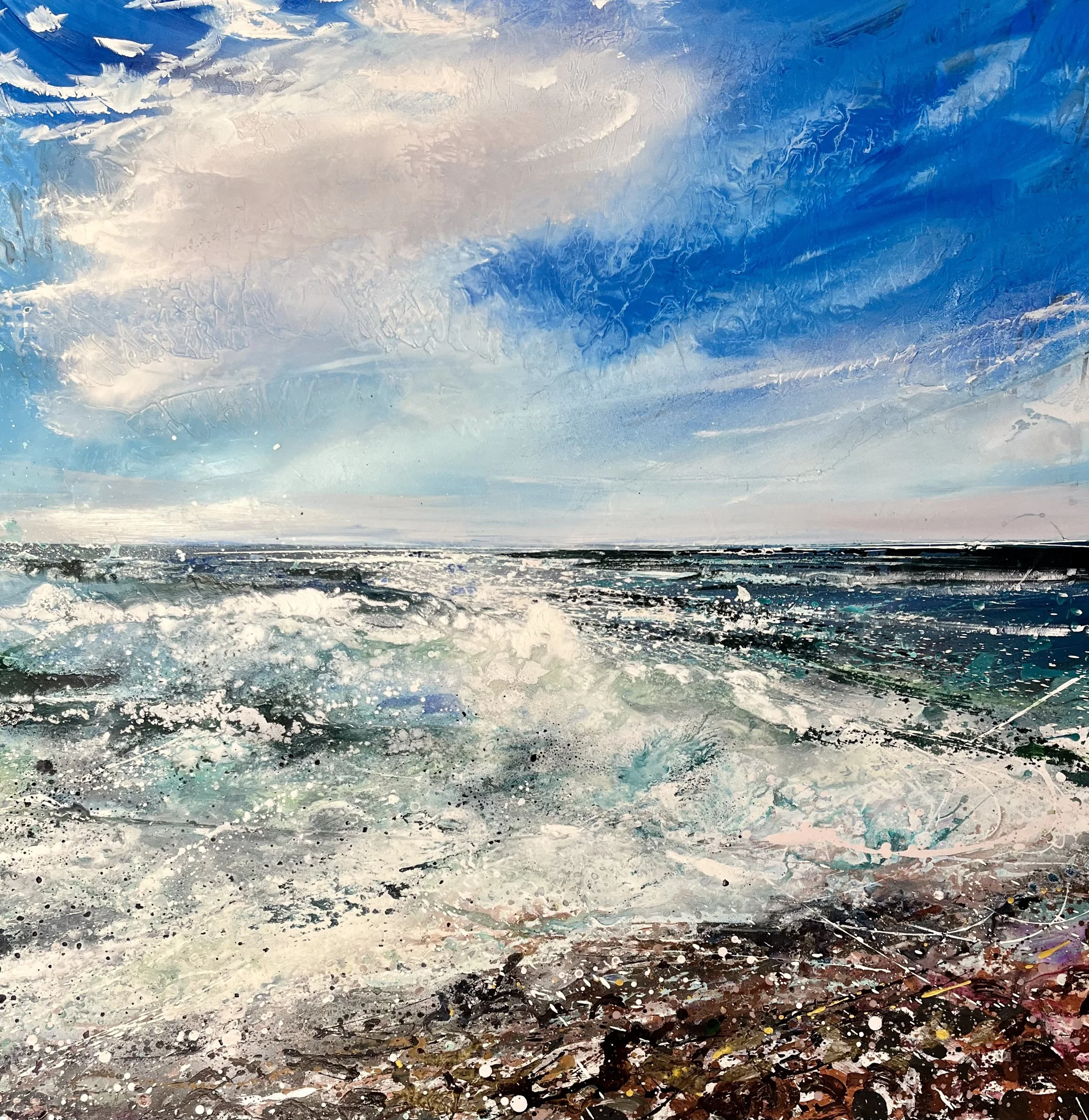 Bracklesham bay High tide 2025 122x122cm.jpeg