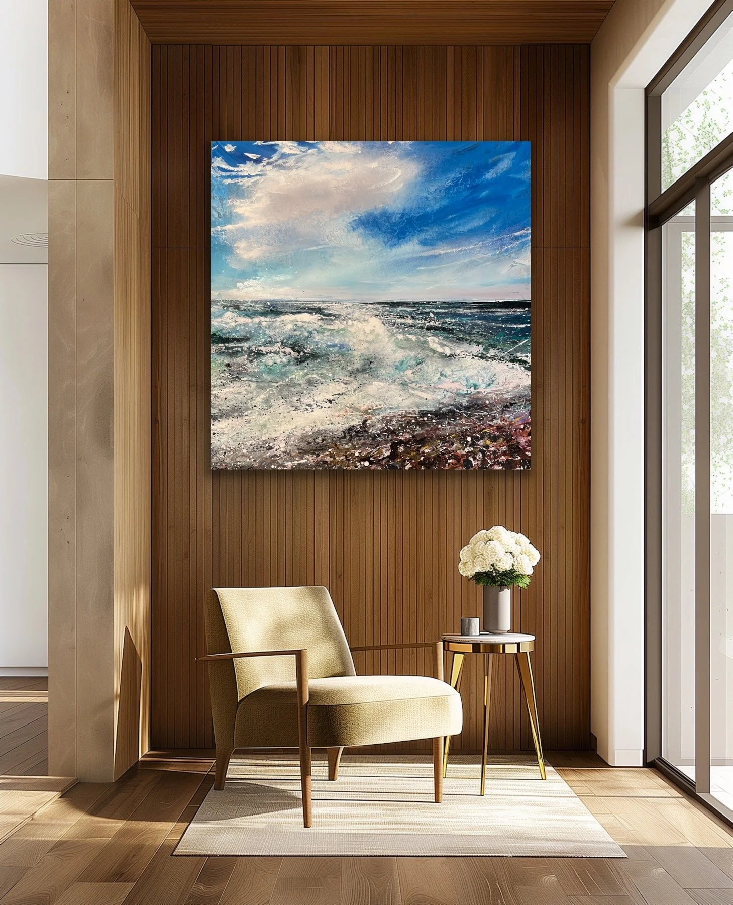 Bracklesham bay High Tide 2025 122x122cm.JPG
