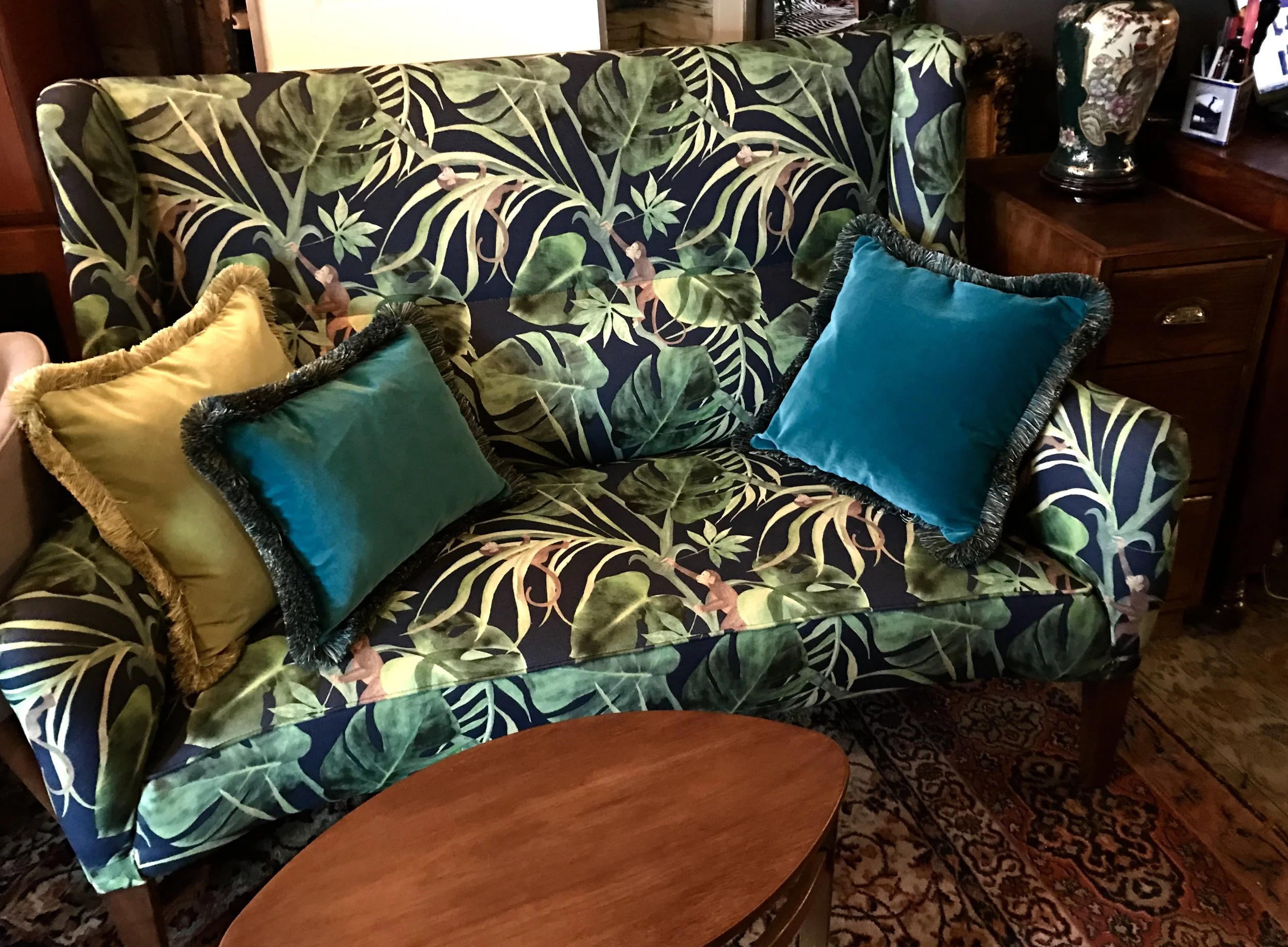 Newly upholstered sofas and chairs