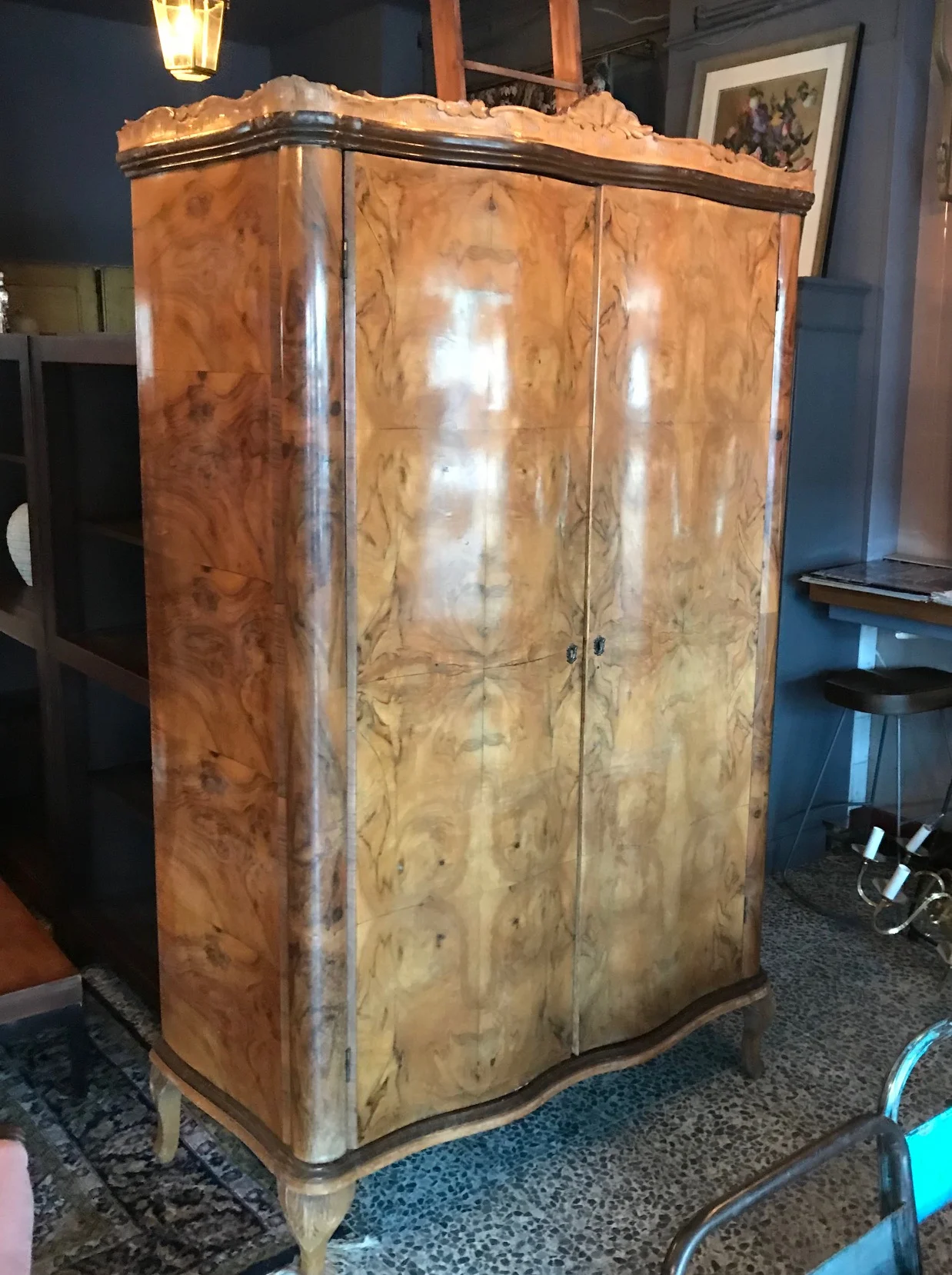 19th Century Walnut Burr Armoire Wardrobe -SOLD