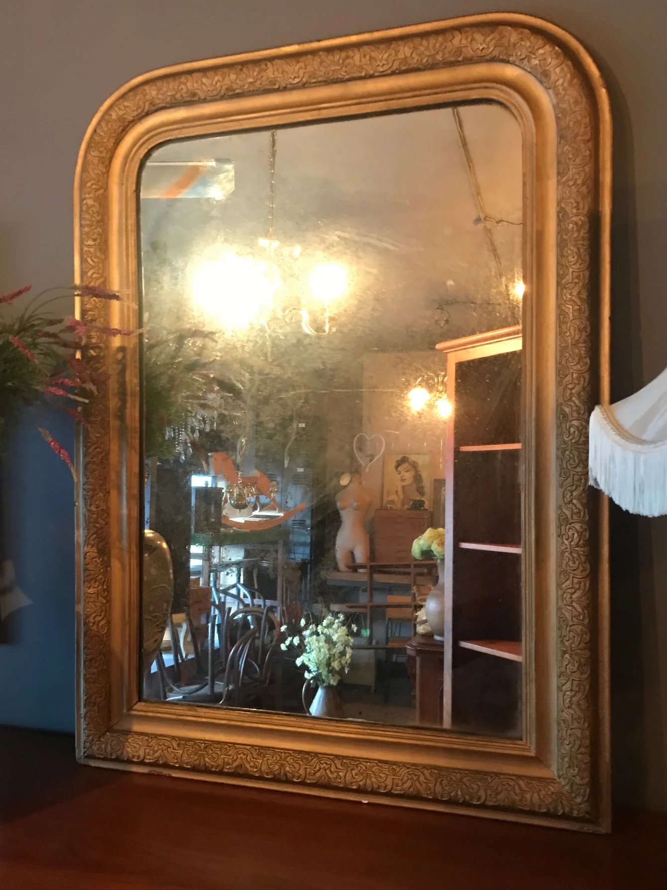 Antique French Decorative Heavy Gilt Mirror SOLD