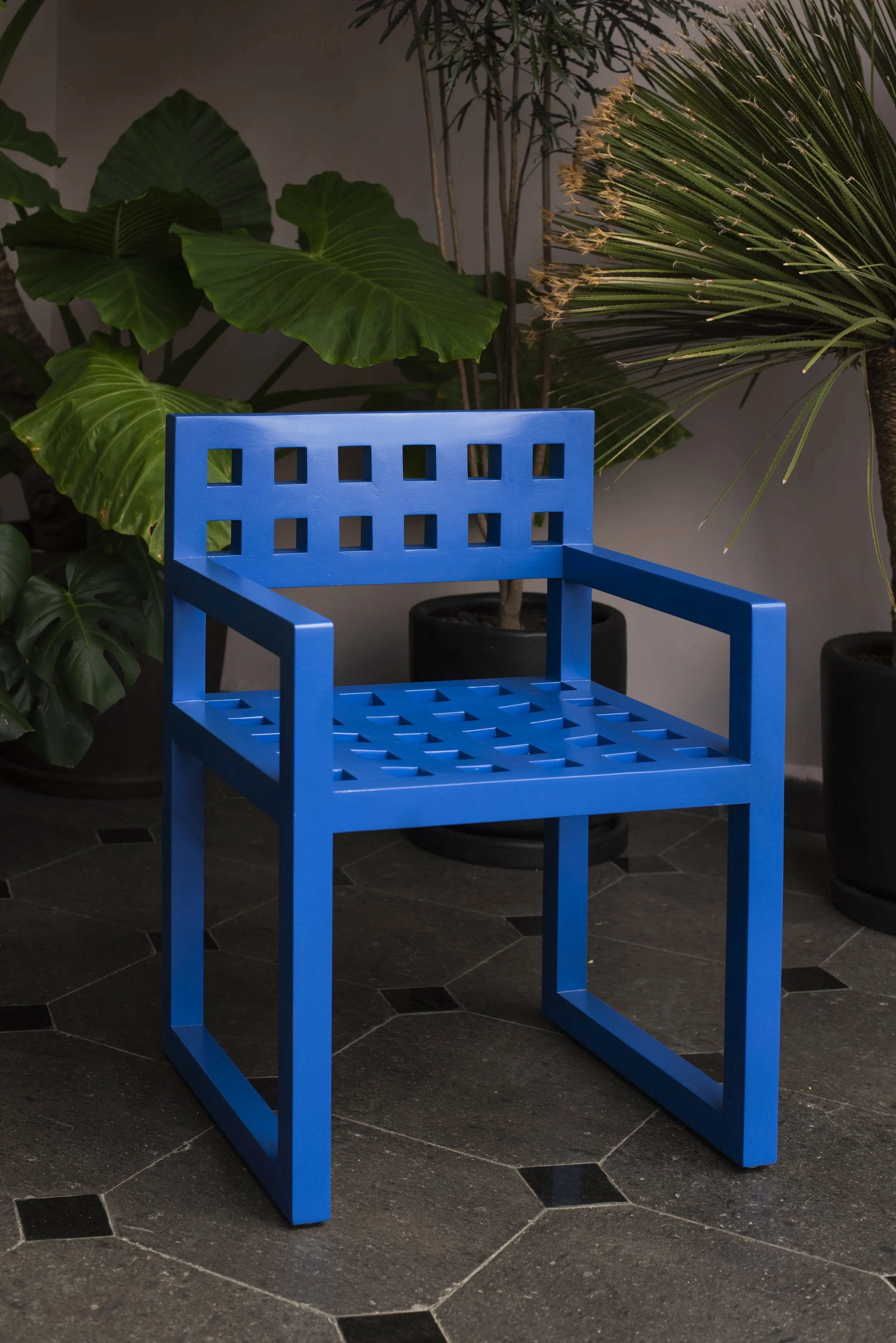 Pippa Morray Design_Large Blue Accent Chair_02_Grid Form Design Collection.jpg