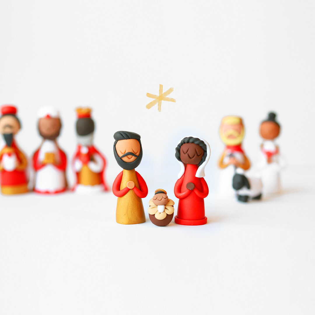 Red, White, + Gold Nativity • $210