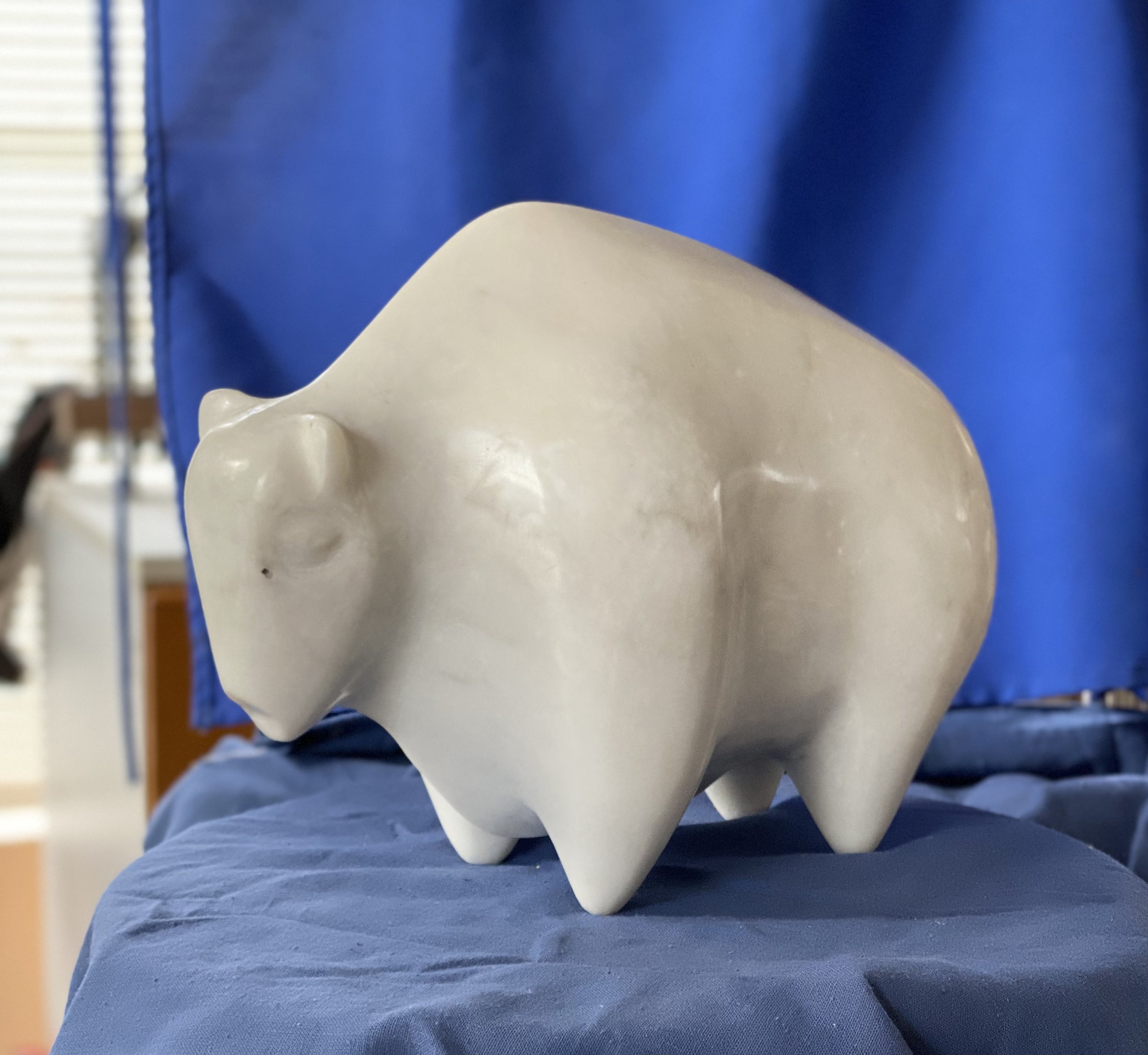 White Buffalo II, “ marble, ht.10"x 12"x 8 " deep, Feb. 2022