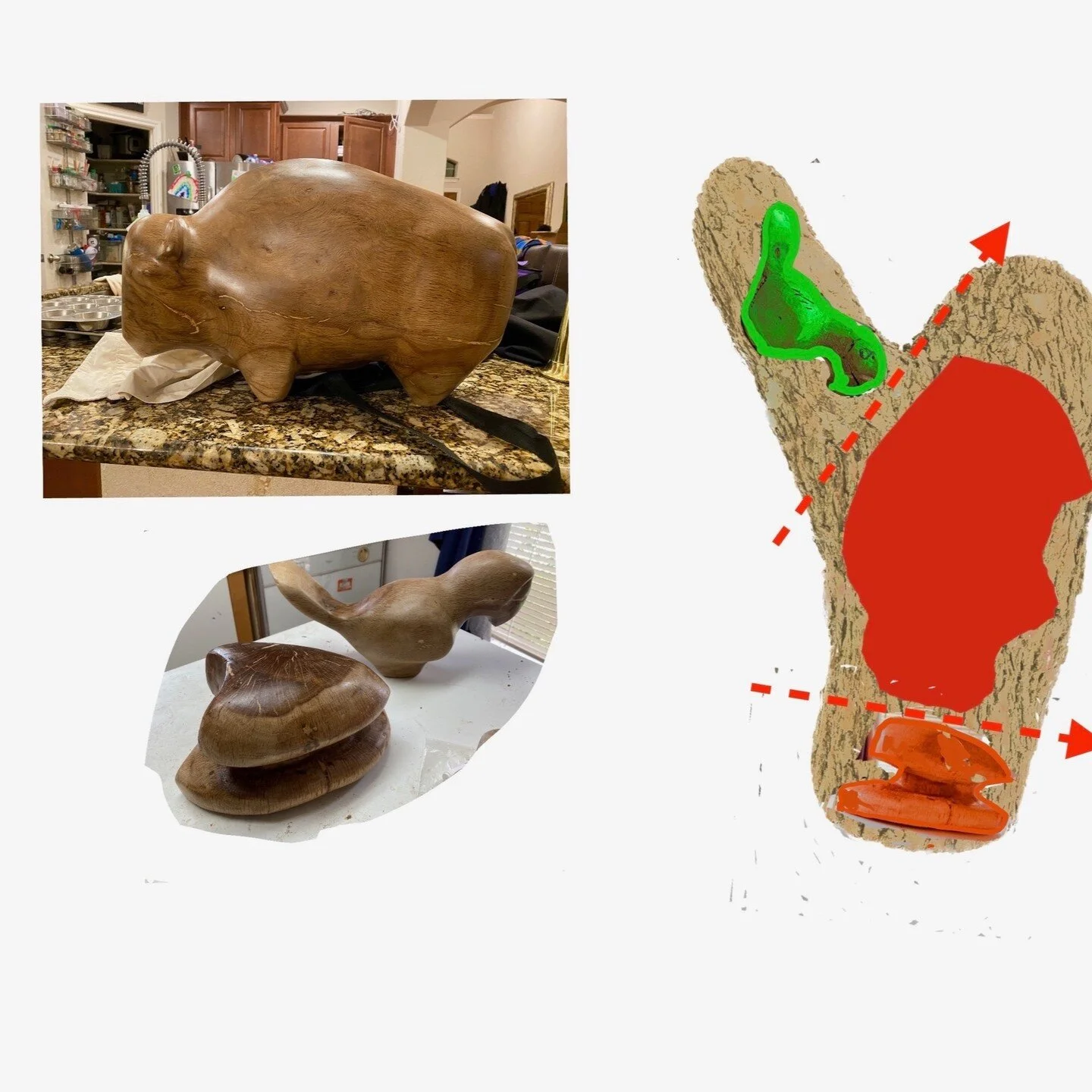 How I carved 3 sculptures out of one LBJ Cabinet oak tree limb.