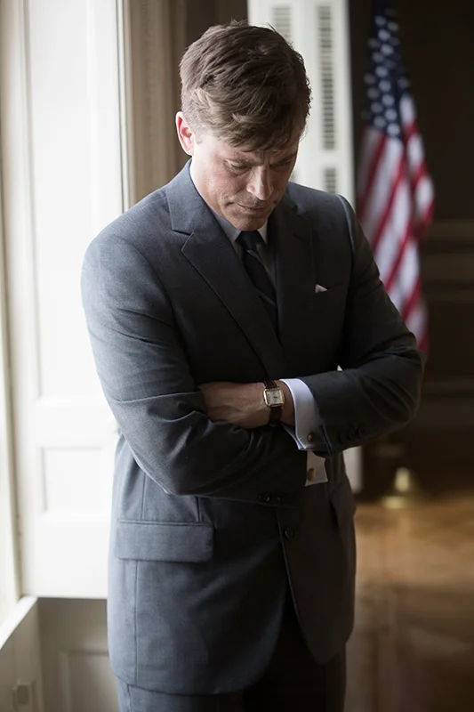 Rob Lowe in the 2013 National Geographic Channel docudrama, Killing Kennedy. Photo by Kent Eanes