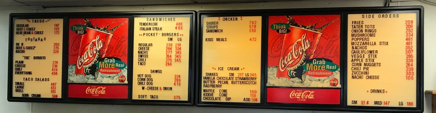  The previous menu was using old school channel lettering and the boards were beginning to fade. The idea for this menu redesign was to incorporate food photography and new branded design elements while focusing on legibility and  building a better v