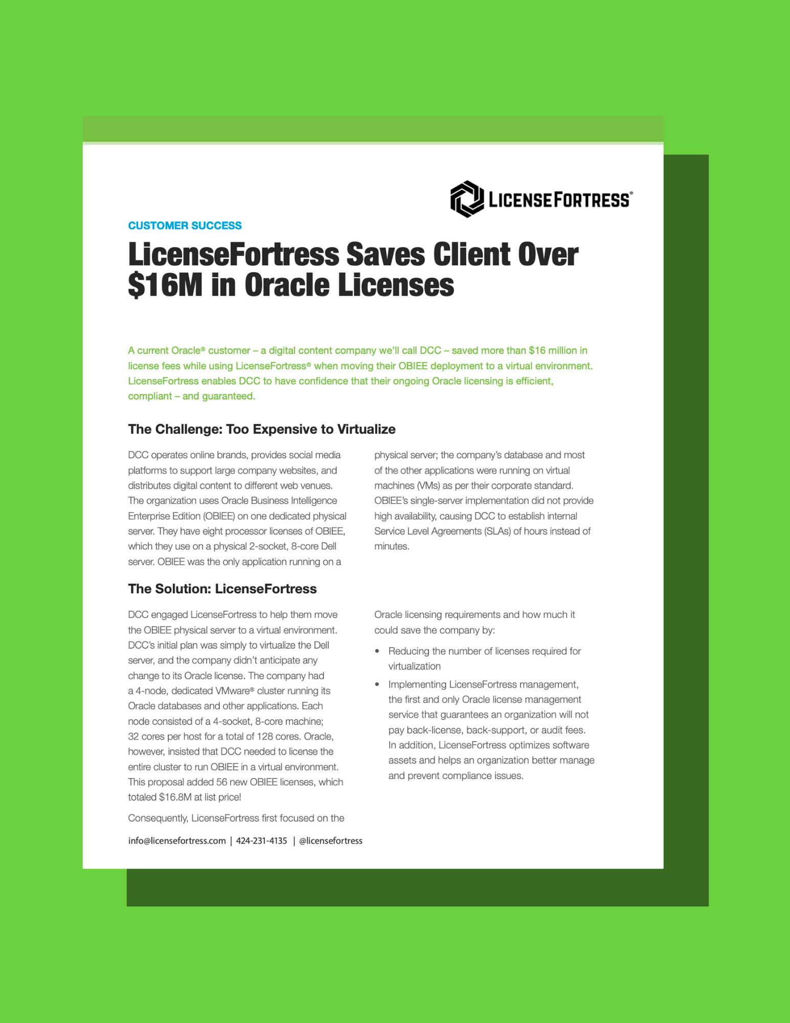 LicenseFortress Saves Client Over $16M in Oracle Liecenses