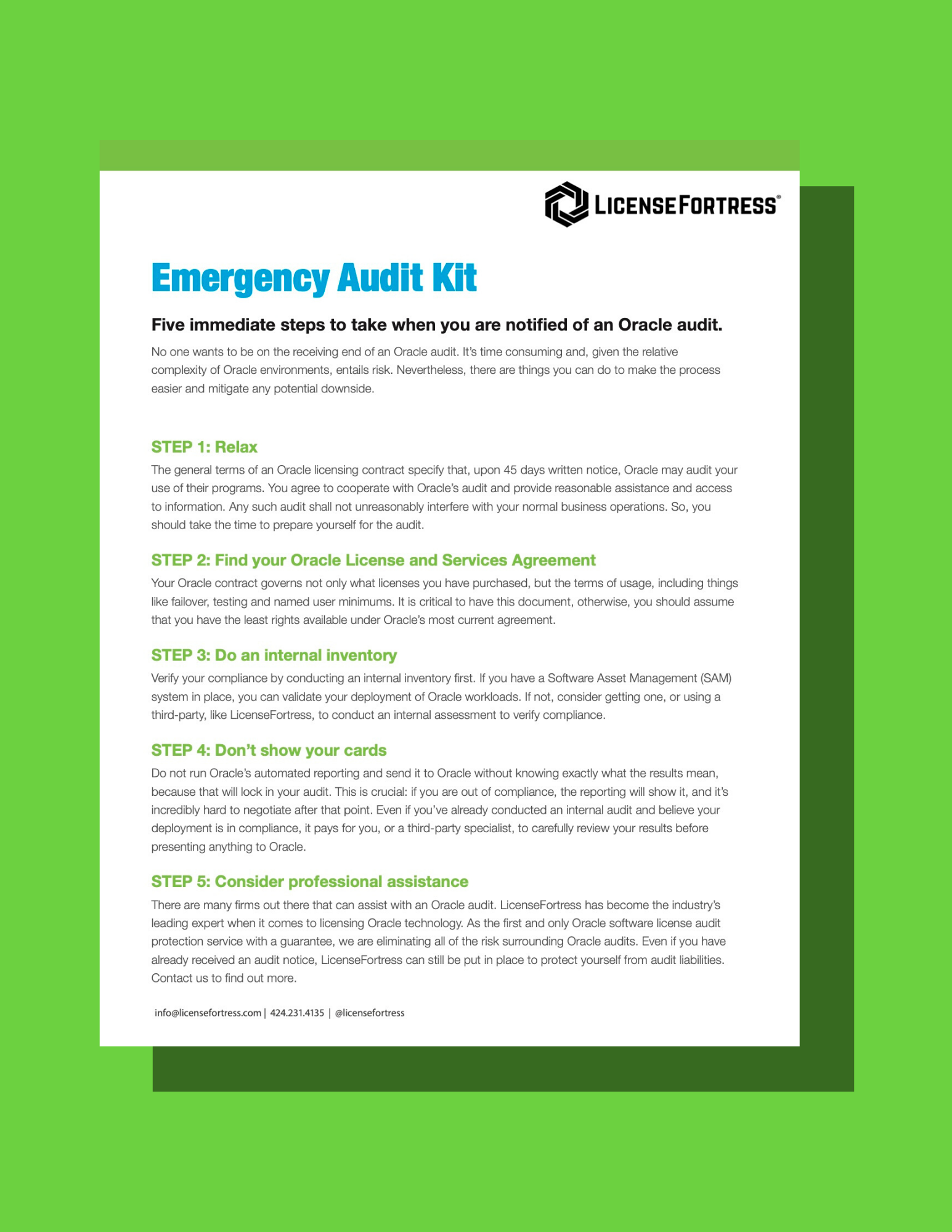 Emergency Audit Kit