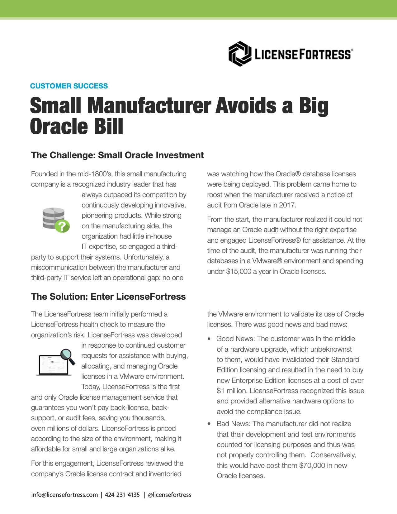 Small Manufacturer Avoids a Big Oracle Bill 