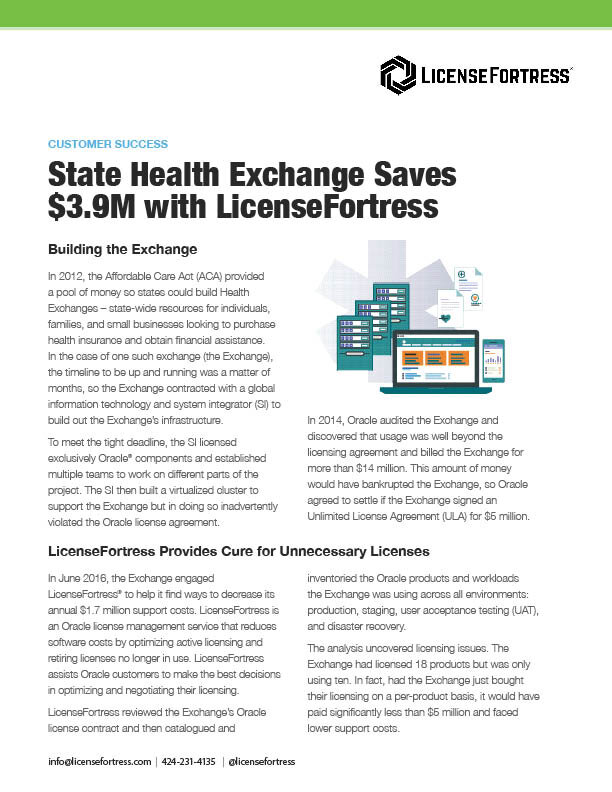State Health Exchange Saves $3.9 Million with the Help of LicenseFortress