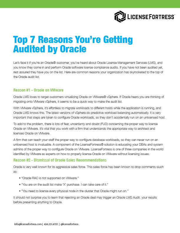 7 Reasons Why You are Being Audited by Oracle