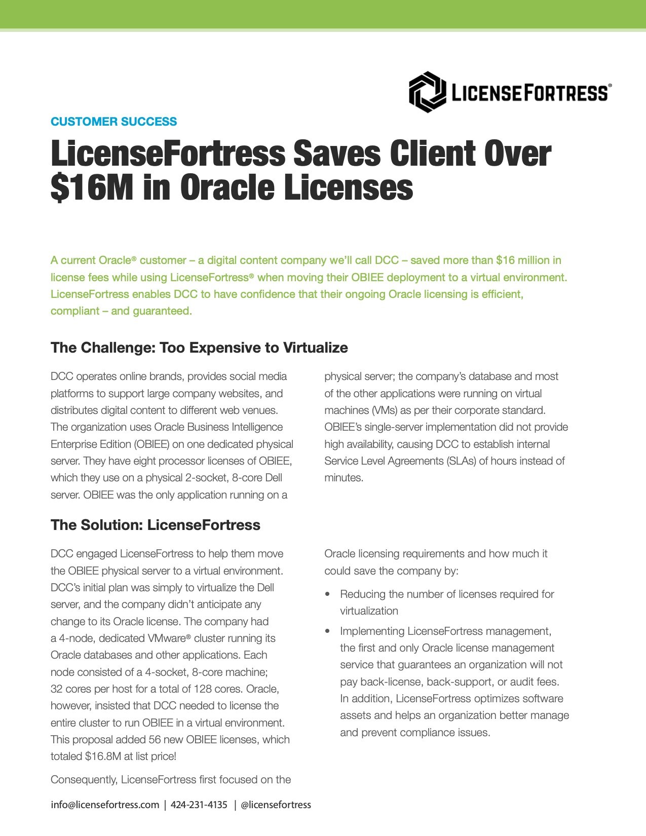 LicenseFortress Saves Digital Media Over $16M in Oracle Licenses