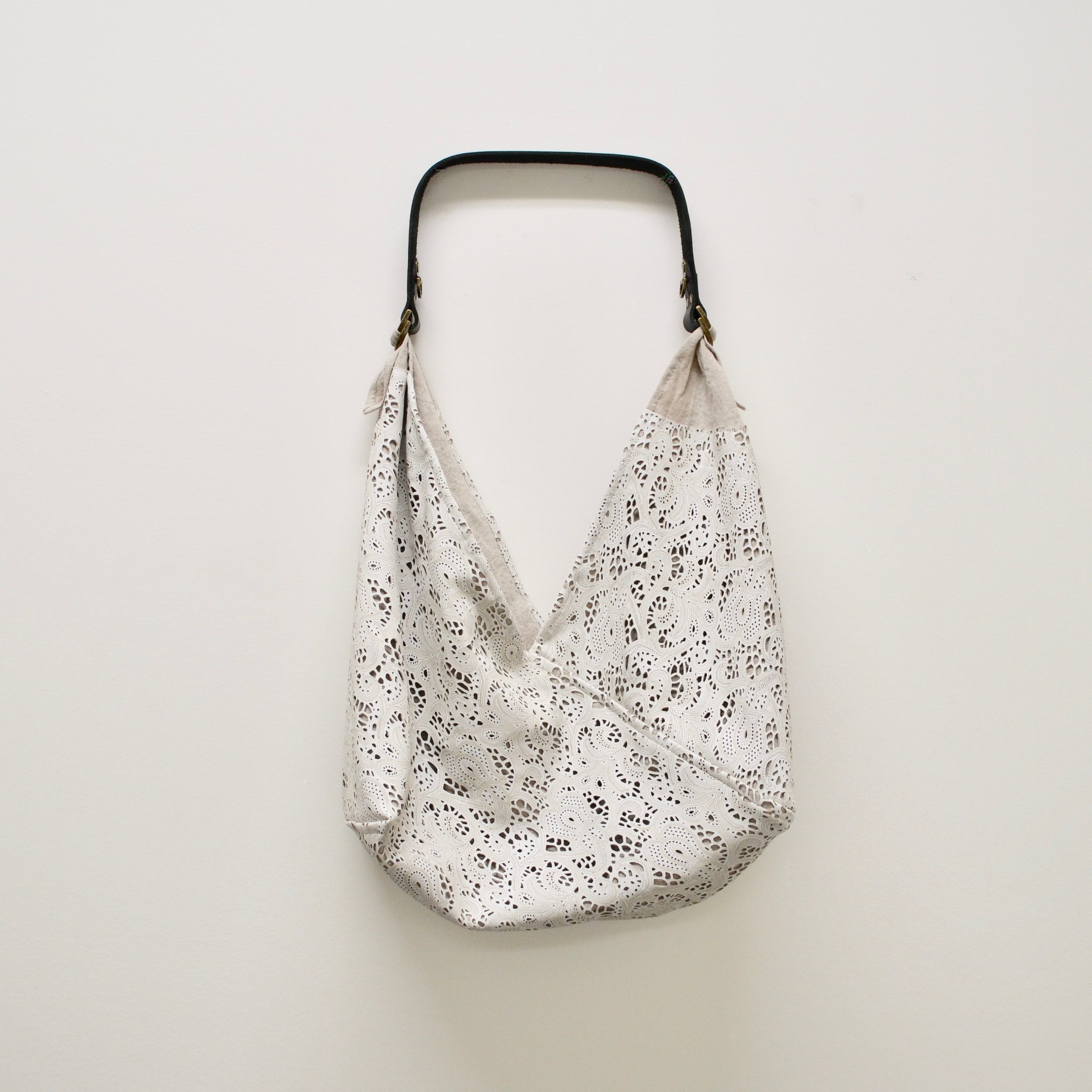 ooak white leather lace bag — BUKURO