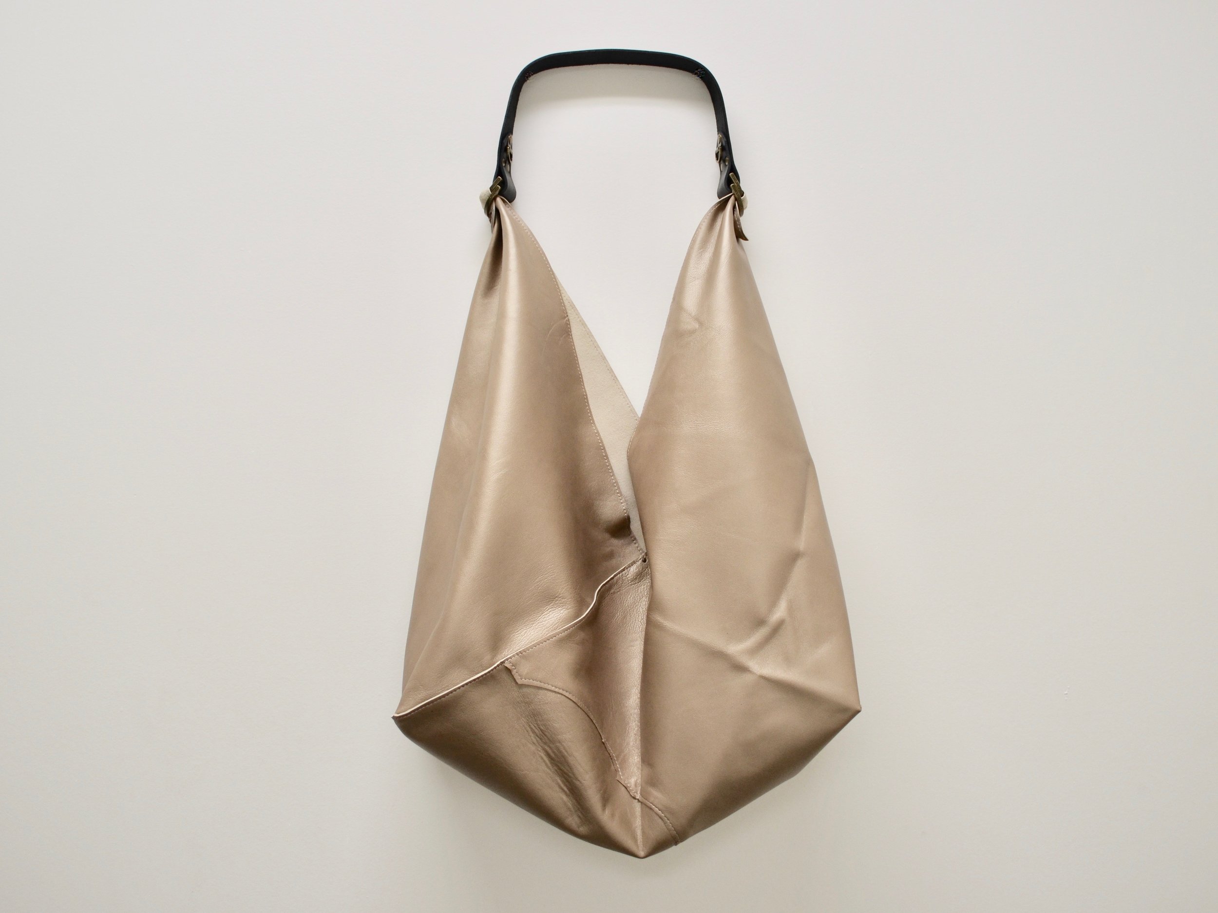 ooak champagne gold leather bag