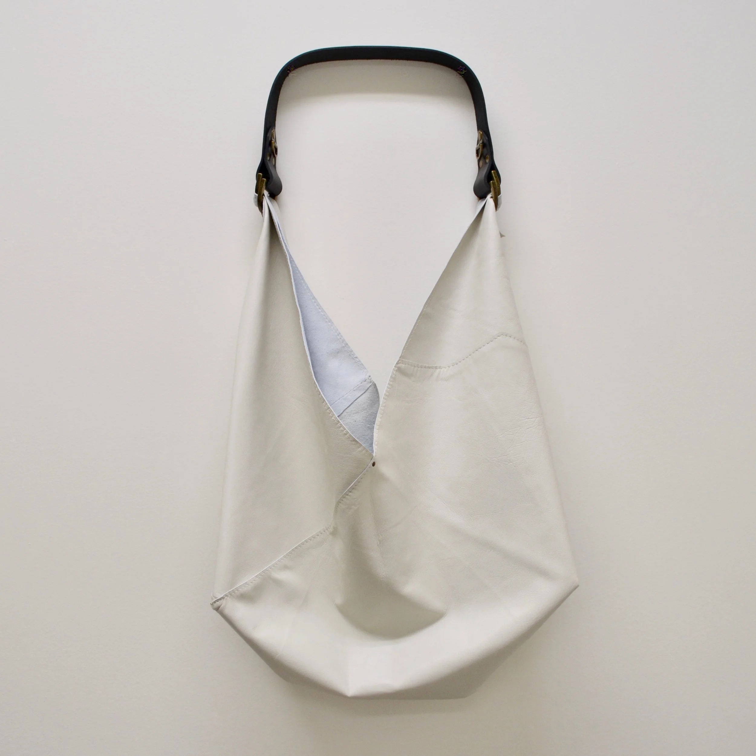 ooak bone white leather bag