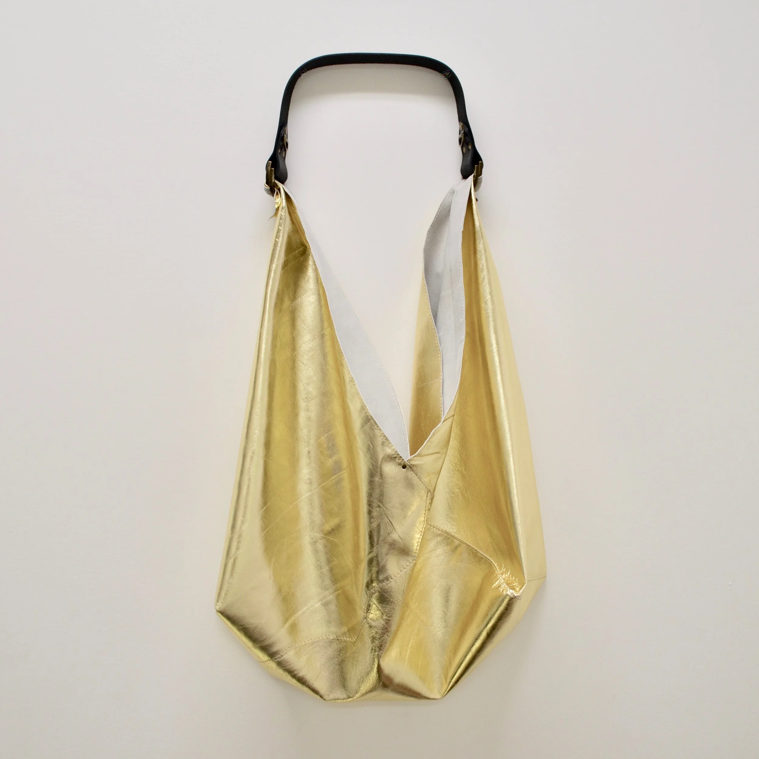 ooak high shine gold bag