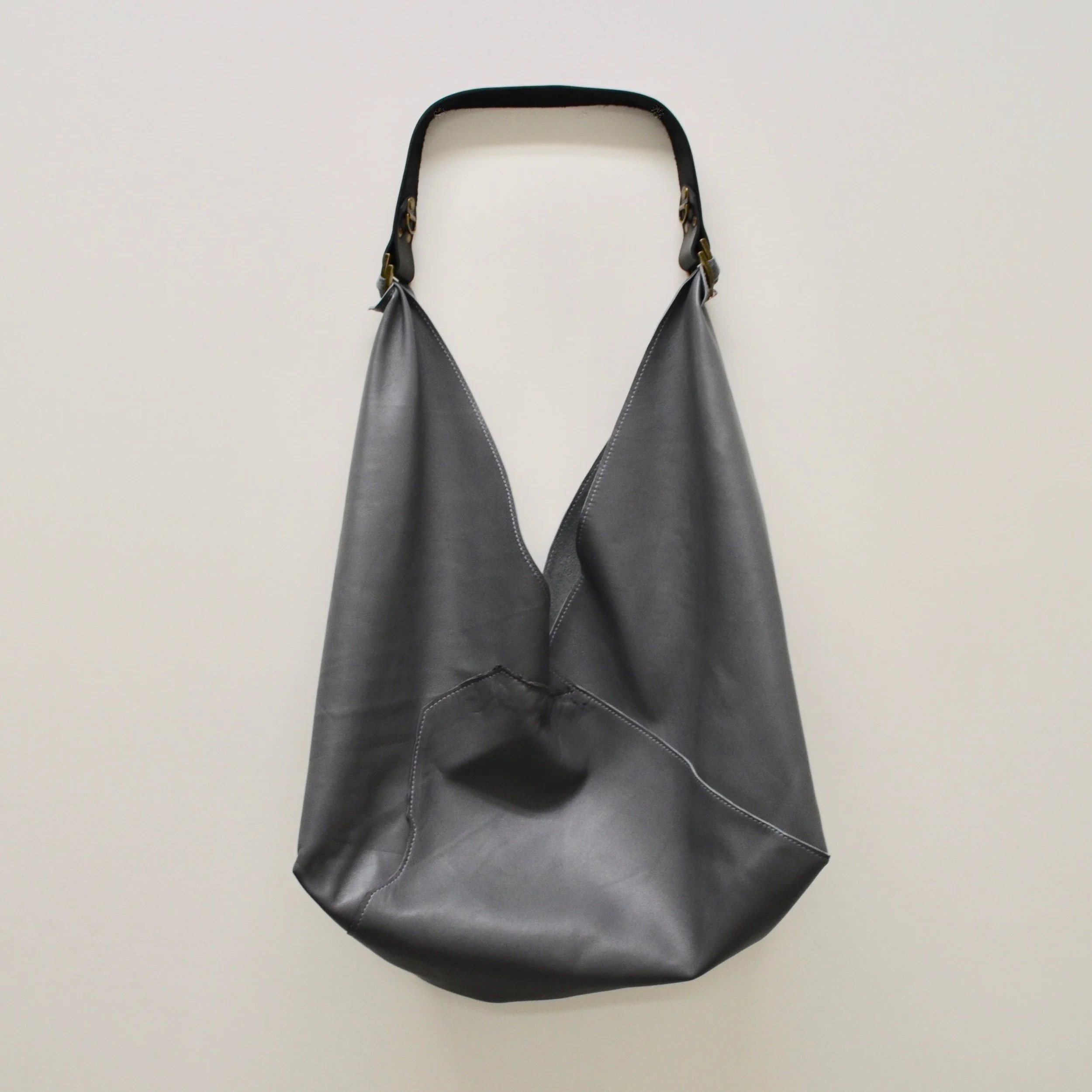 ooak grey leather bag