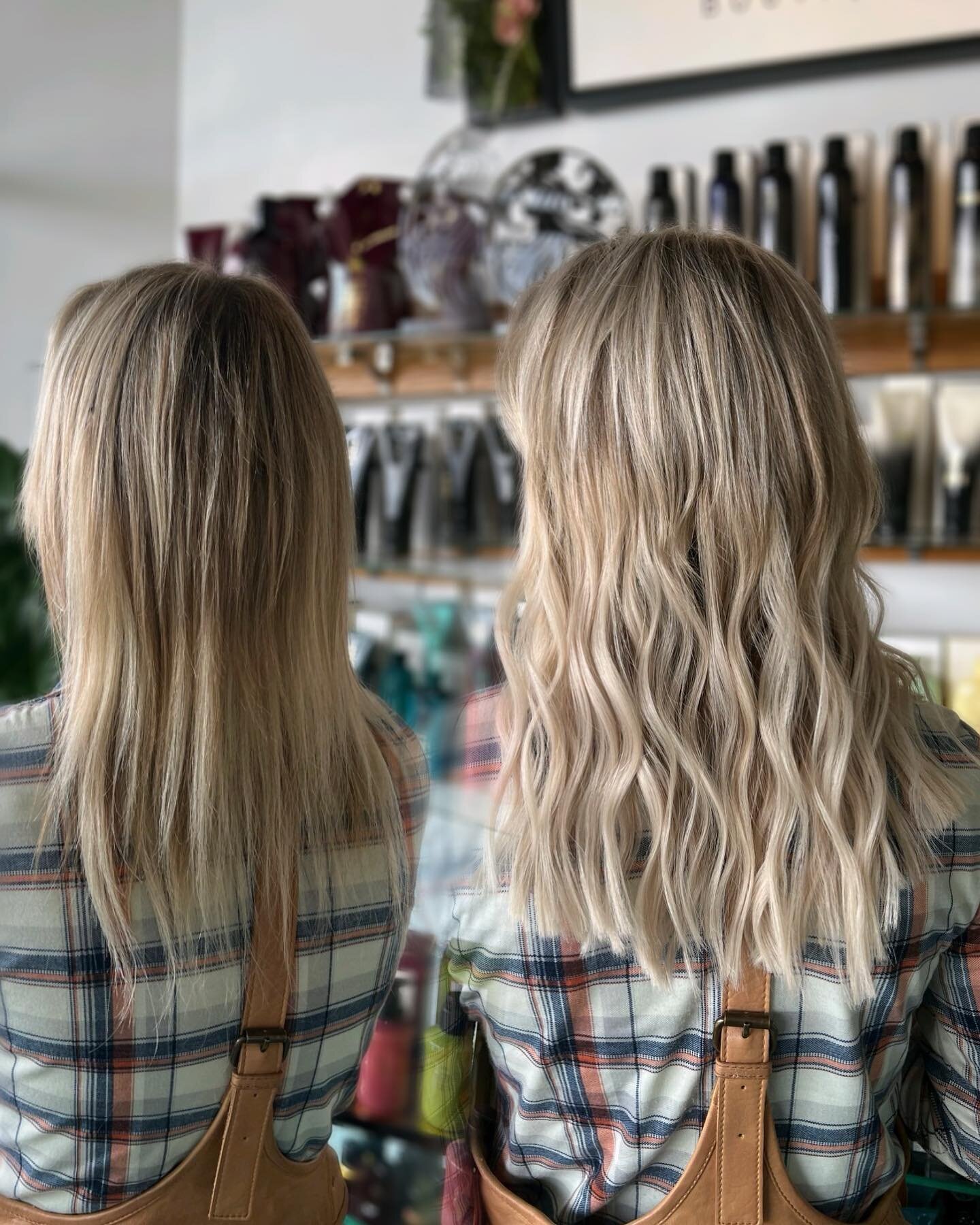 Extensions are such a great transformative tool! Whether it&rsquo;s color, density, or length that you&rsquo;re wanting to enhance, extensions can help 😉
&bull;
&bull;
&bull;
Client is wearing 2 rows of 16&rdquo; @bellamihair volume weft extensions 