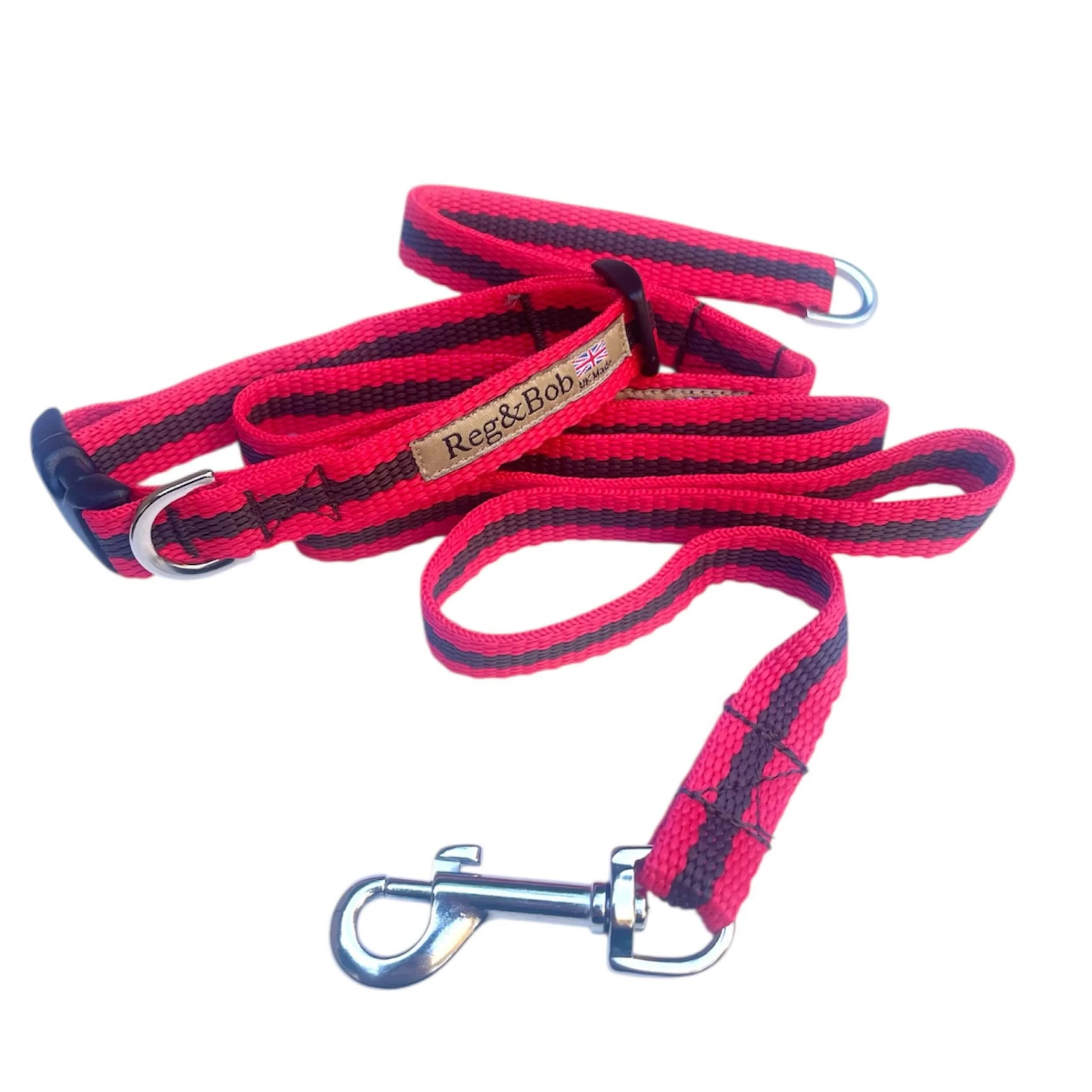 red SMALL collar and lead set by Reg&Bob
